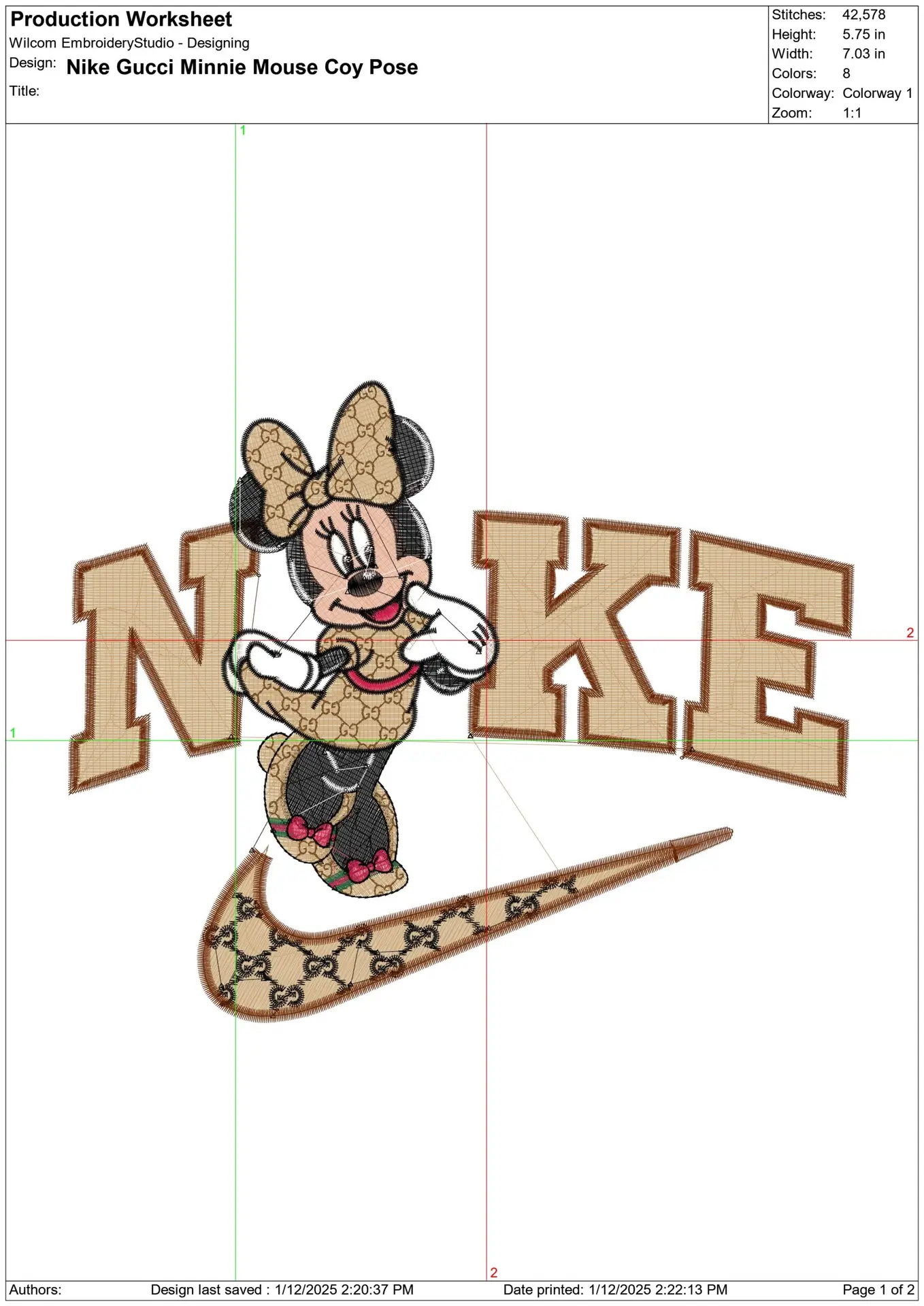 Nike Swoosh and Gucci Minnie Mouse Coy Pose - embroidery design file - instant download — view 2