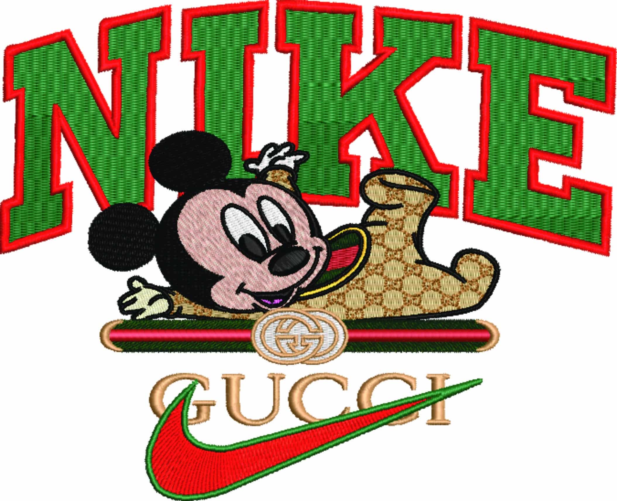 Nike Swoosh and Gucci Baby Mickey Mouse - embroidery design file - instant download — view 4