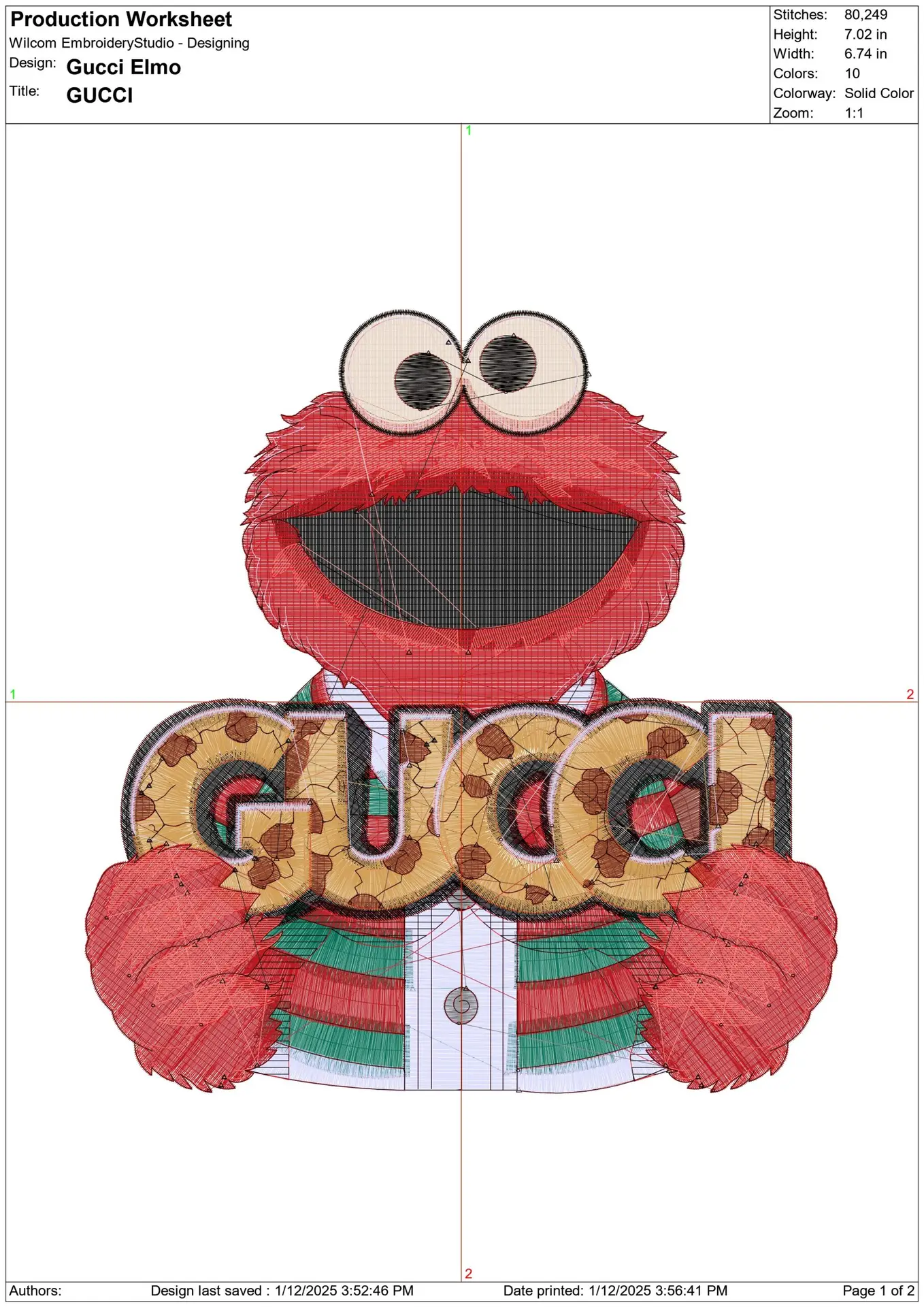 Gucci Elmo - embroidery design file - instant download — view 2