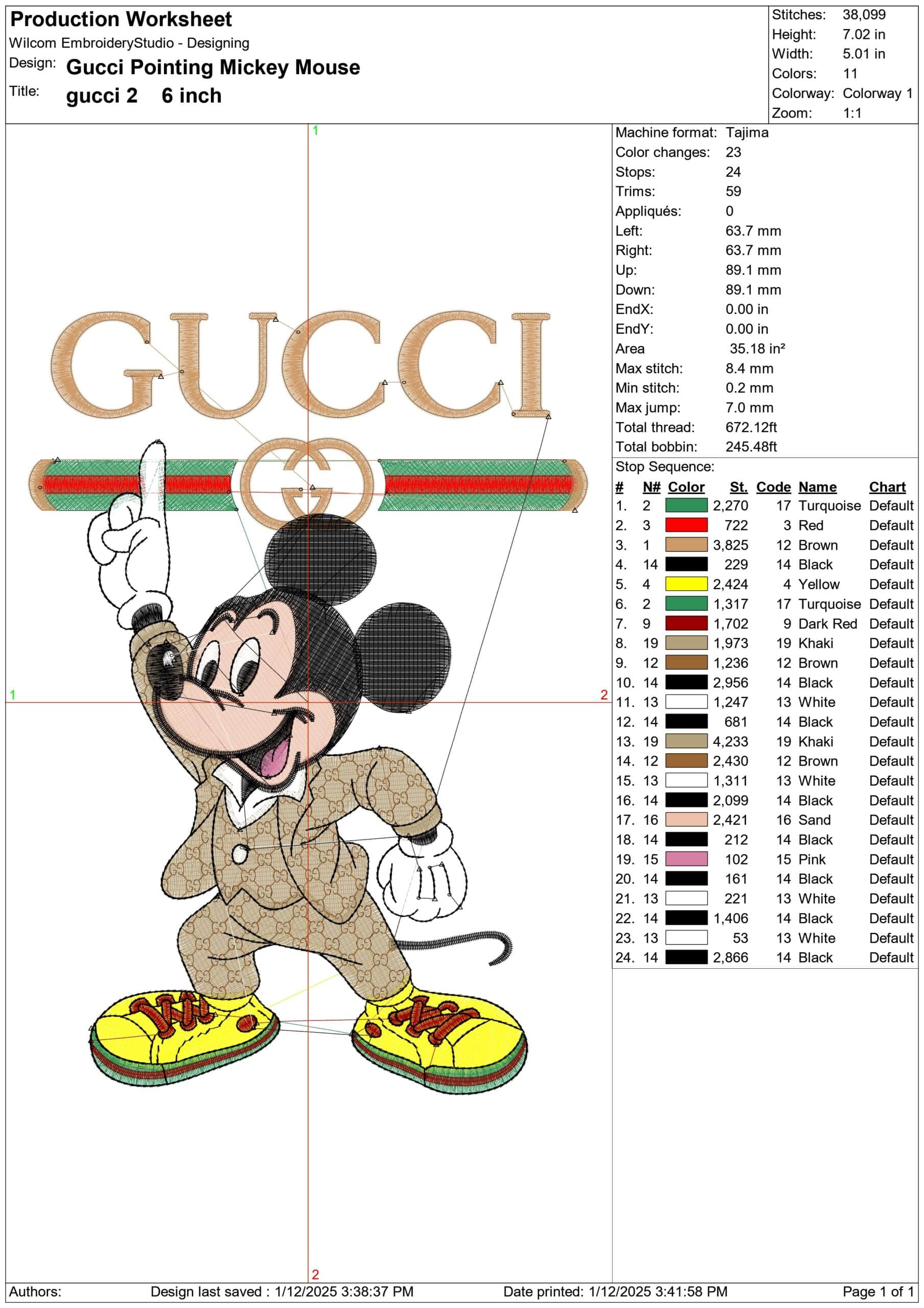 Gucci Mickey Mouse - embroidery design file - instant download — view 2