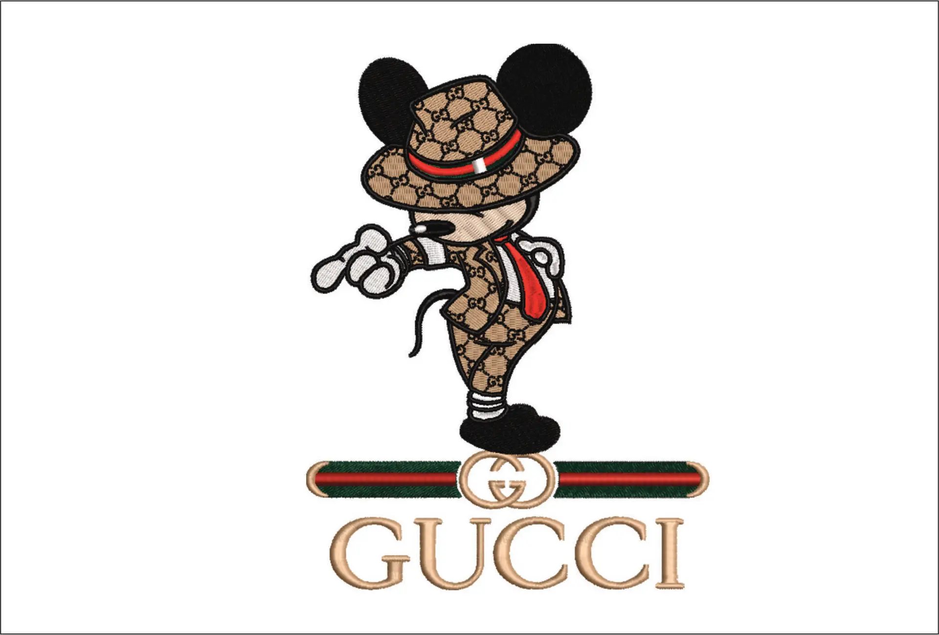 Gucci Mickey Mouse Michael Jackson - embroidery design file - instant download