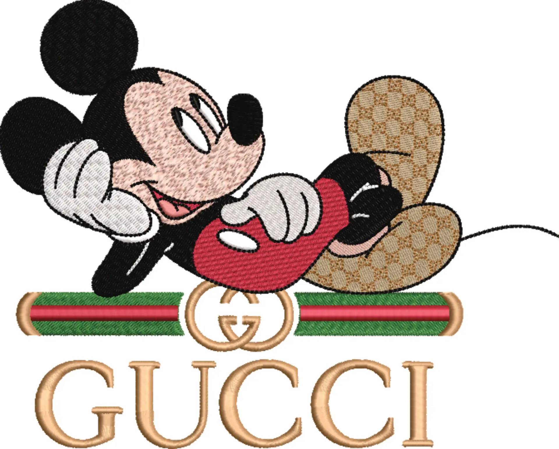 Gucci Mickey Mouse Laying down - embroidery design file - instant download — view 4