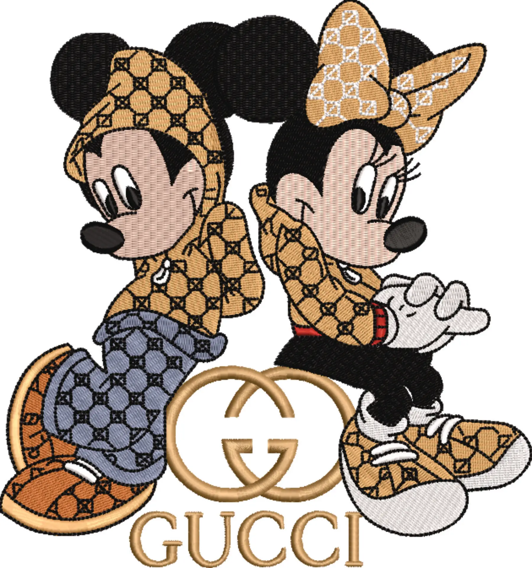 Gucci Mickey and Minnie Mouse Posing - embroidery design file - instant download — view 4