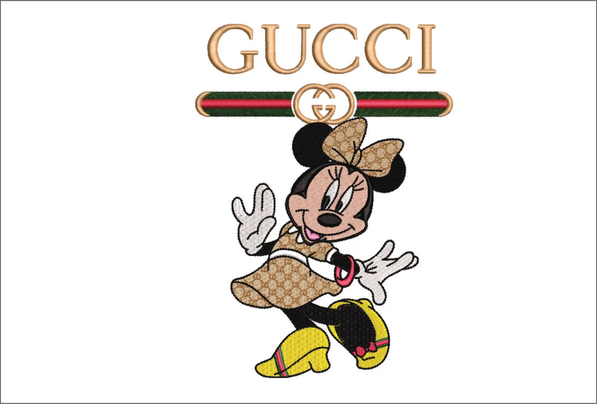 Gucci Minnie Mouse Posing - embroidery design file - instant download