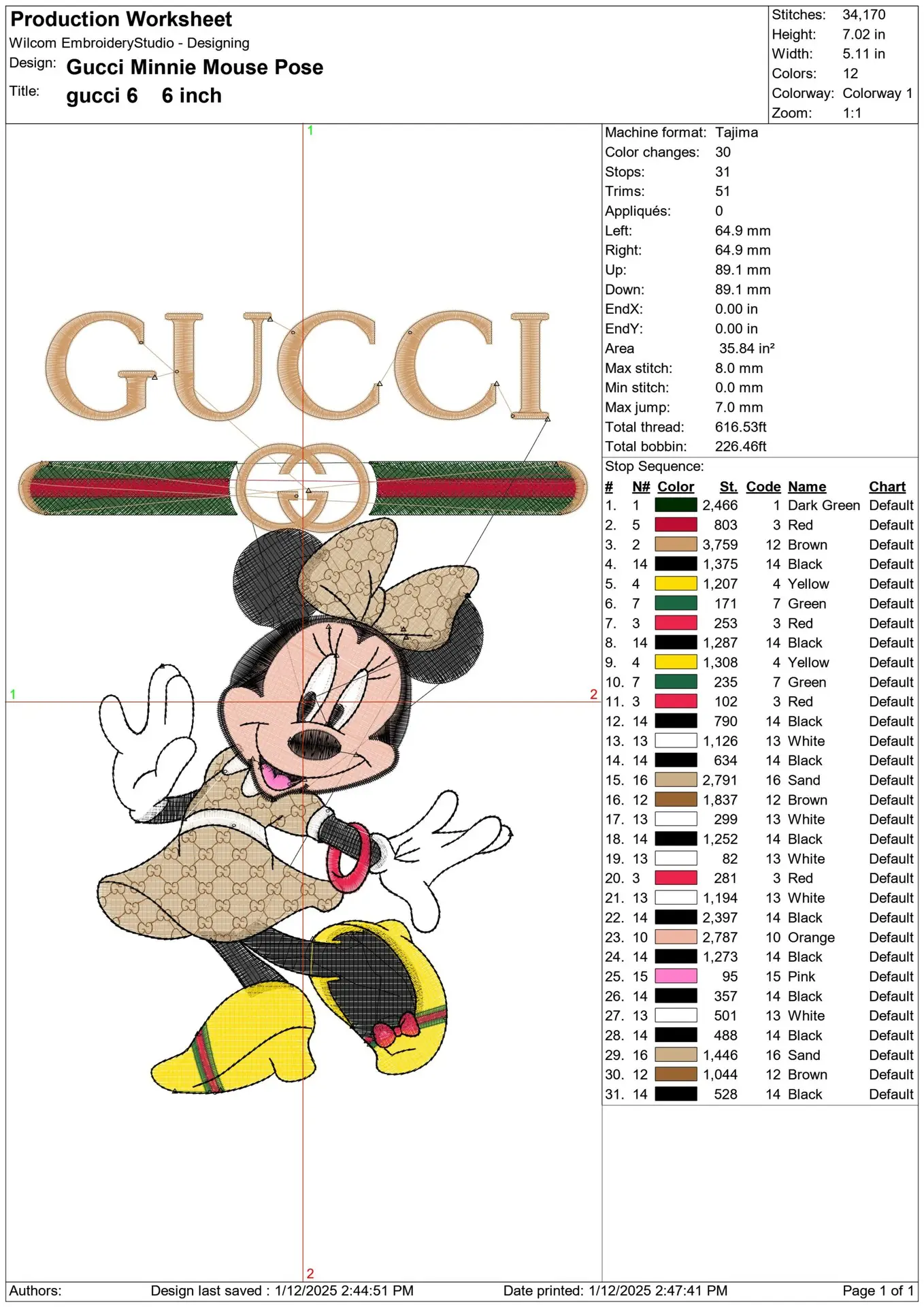 Gucci Minnie Mouse Posing - embroidery design file - instant download — view 2