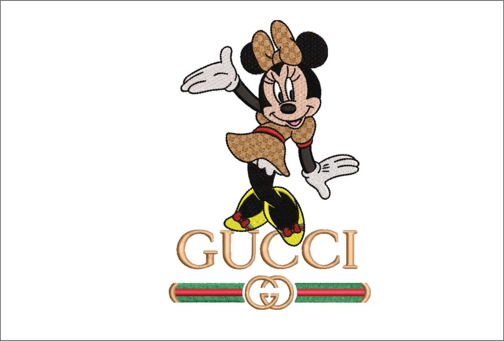 Gucci Minnie Mouse Posing- embroidery design file - instant download