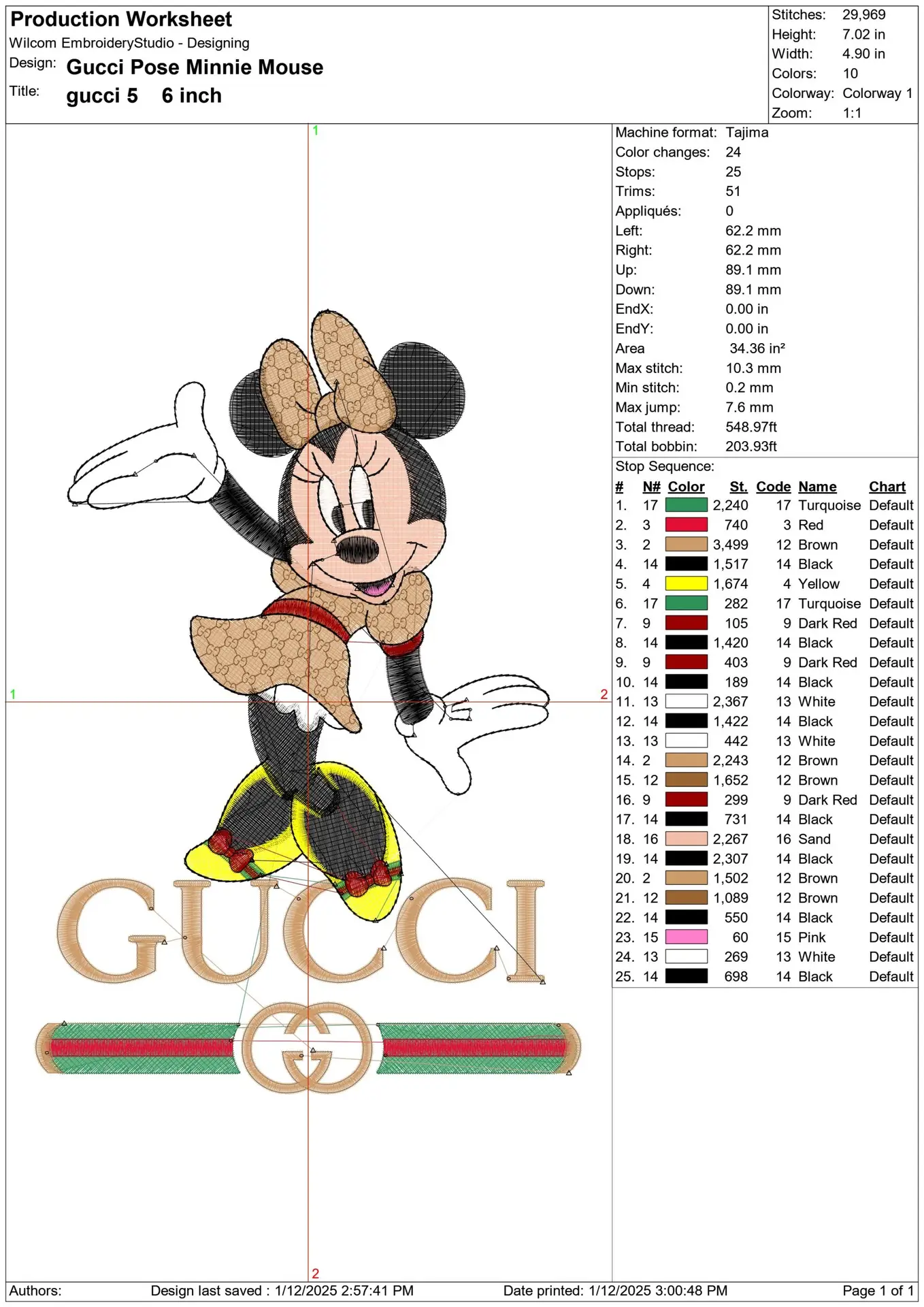 Gucci Minnie Mouse Posing- embroidery design file - instant download — view 2