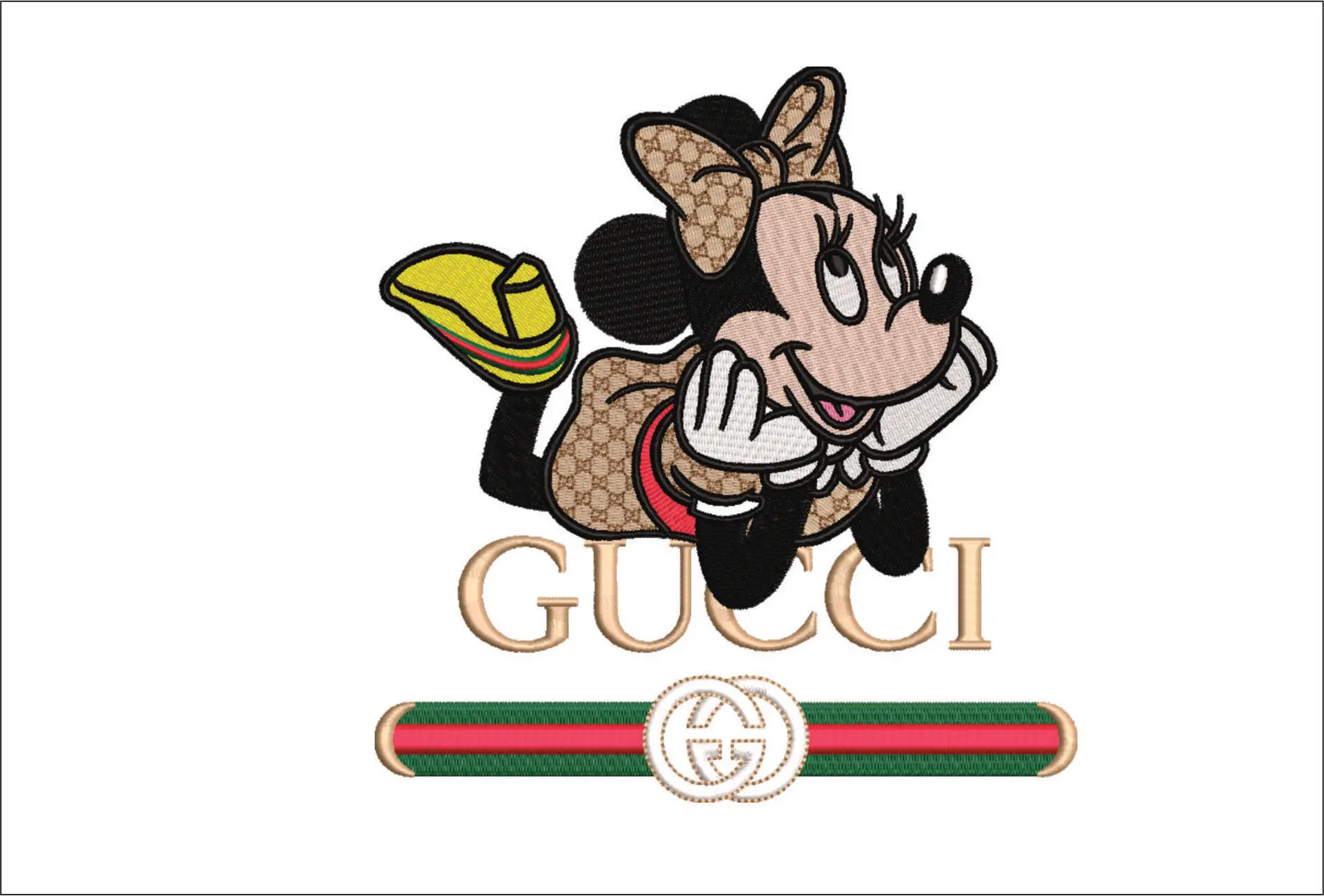 Gucci Minnie Mouse lay down - embroidery design file - instant download