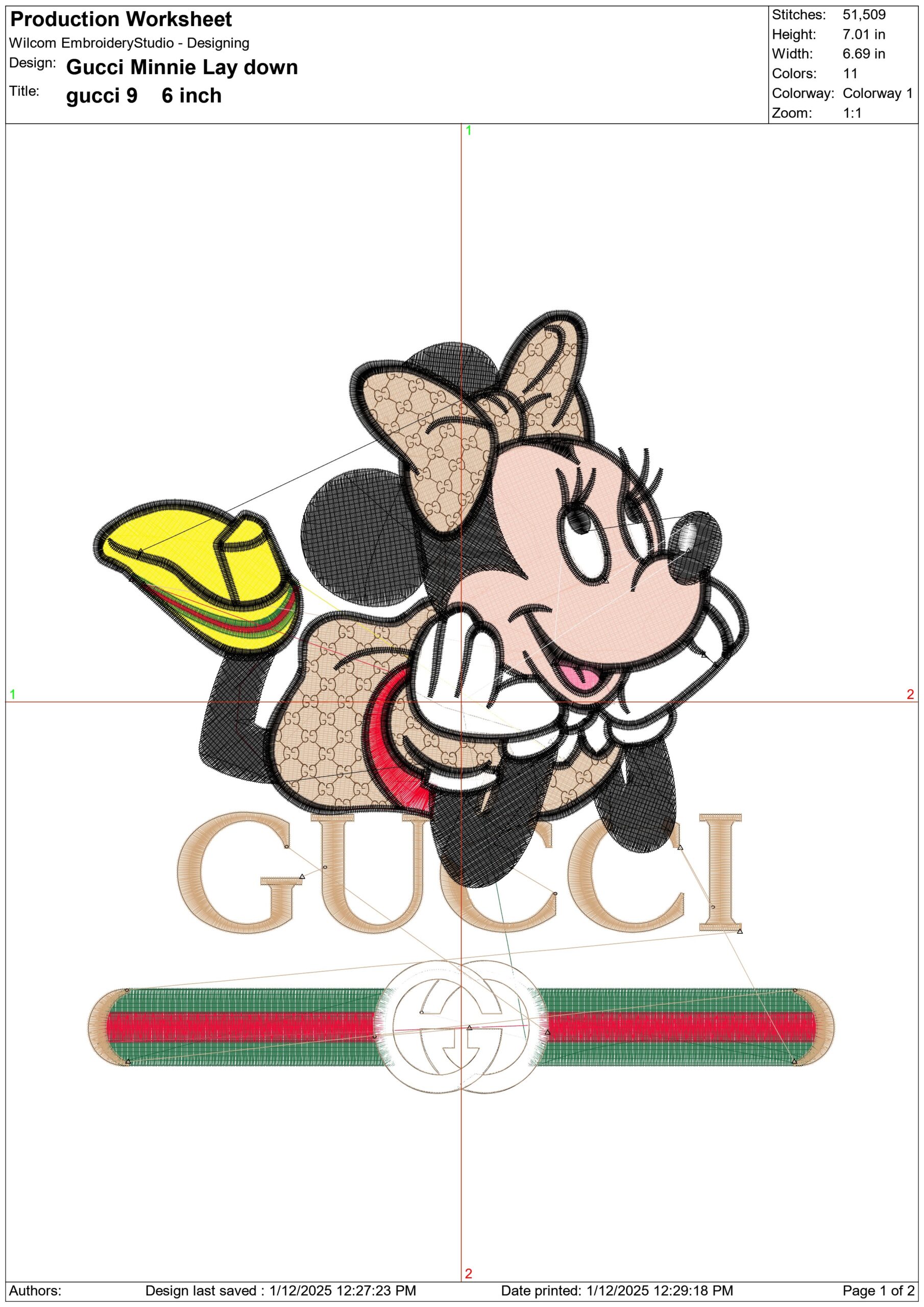 Gucci Minnie Mouse lay down - embroidery design file - instant download — view 2