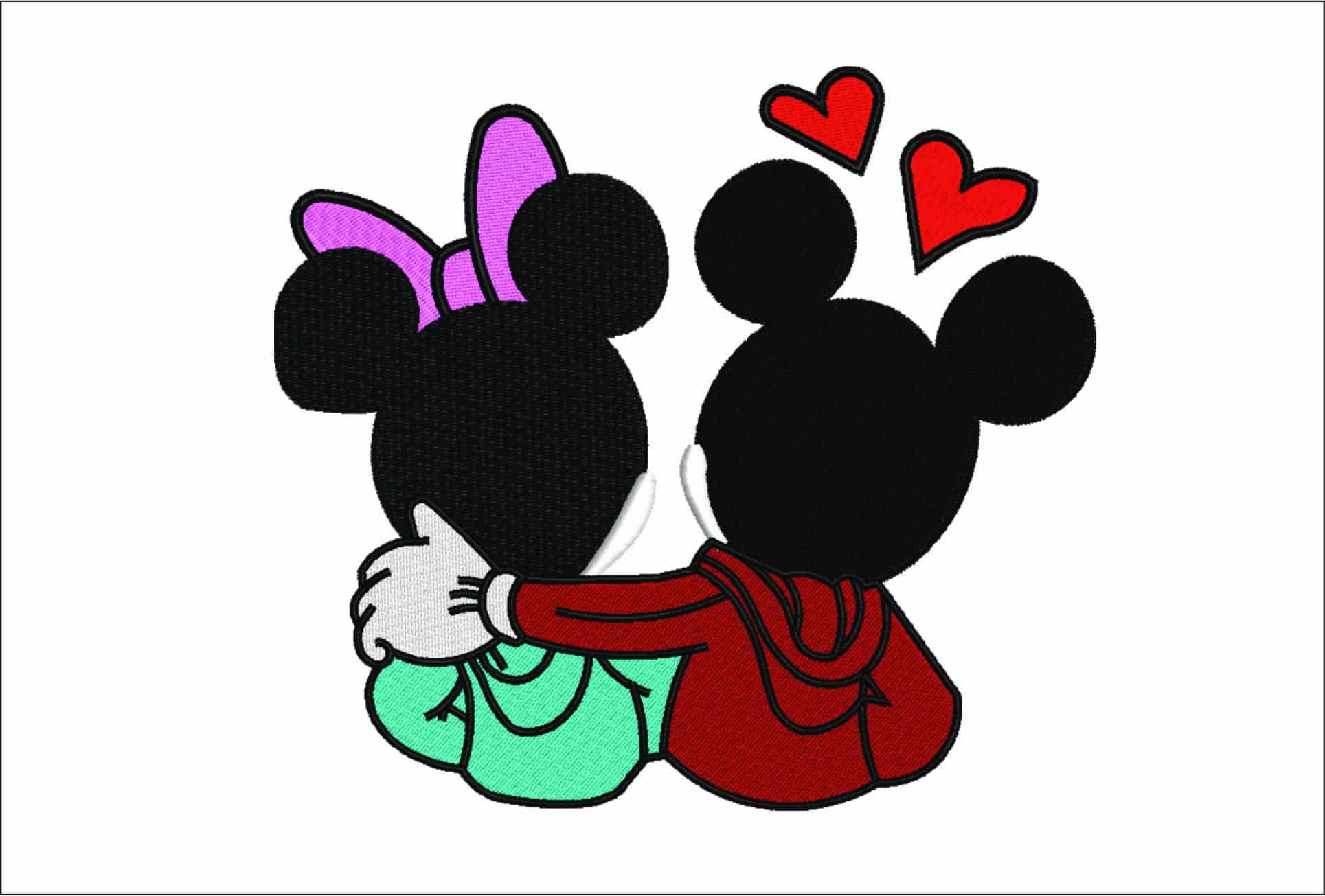 Gucci Mickey and Minnie Mouse Cuddle - embroidery design file - instant download