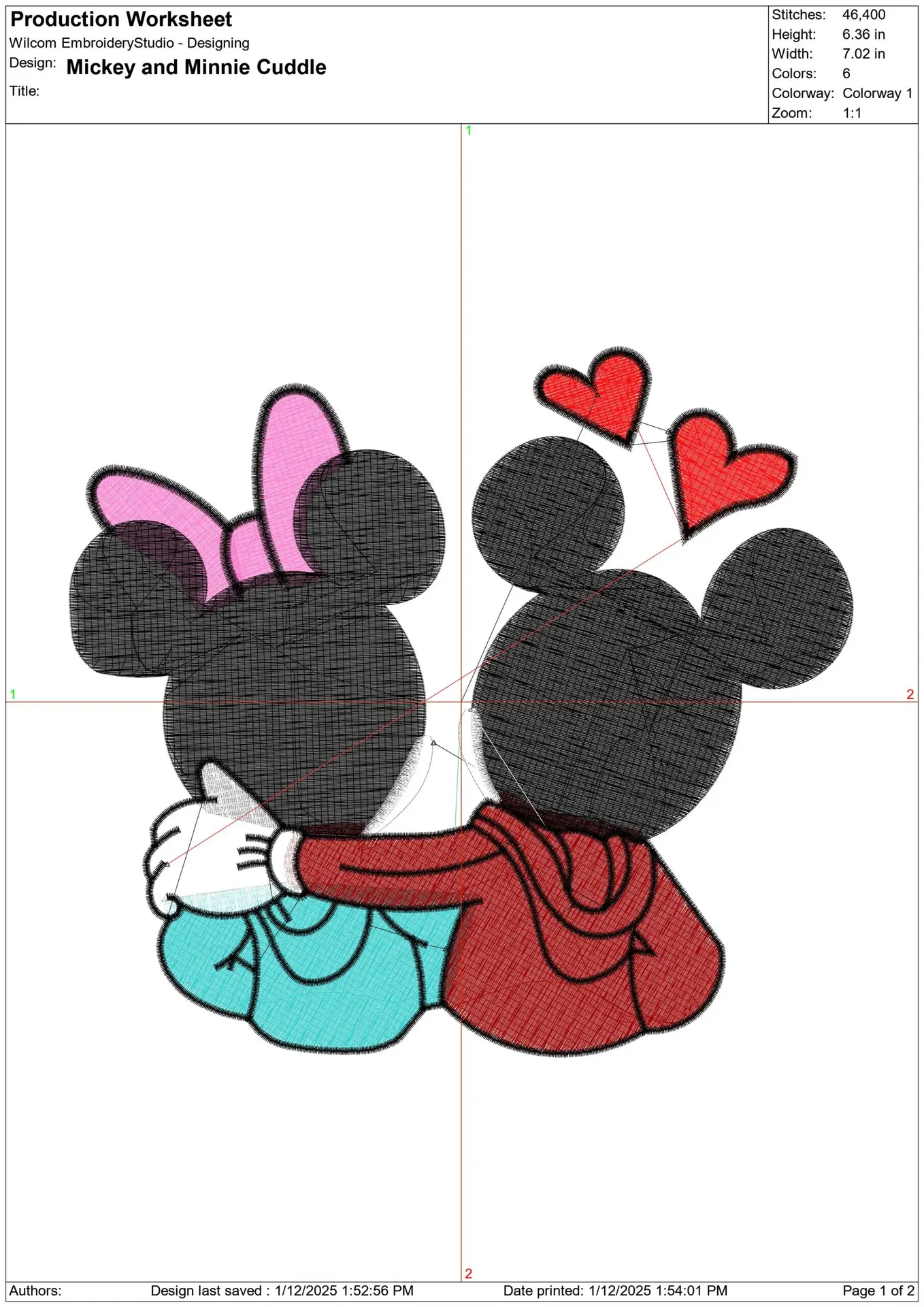 Gucci Mickey and Minnie Mouse Cuddle - embroidery design file - instant download — view 2