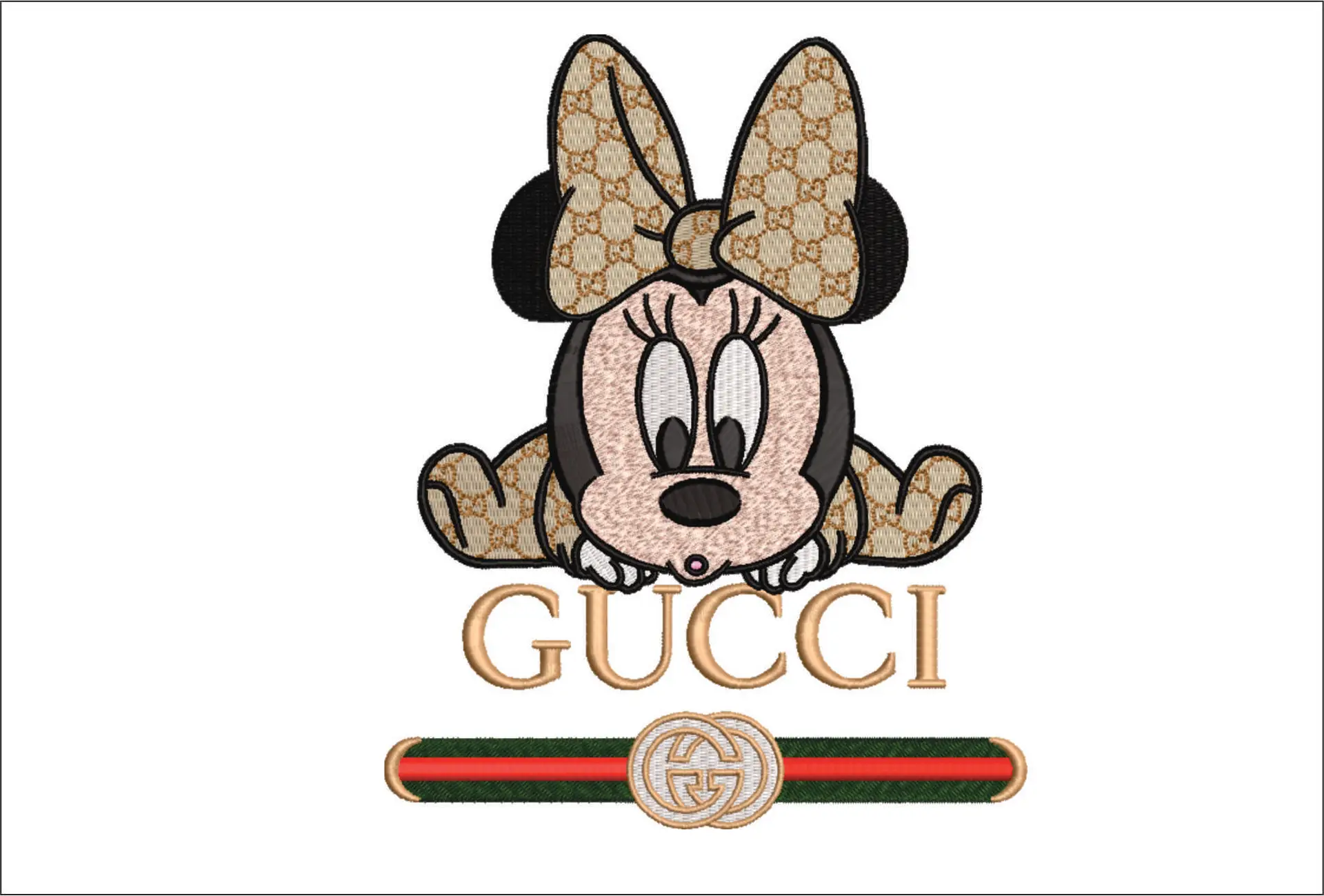 Gucci Baby Minnie Mouse lay down - embroidery design file - instant download
