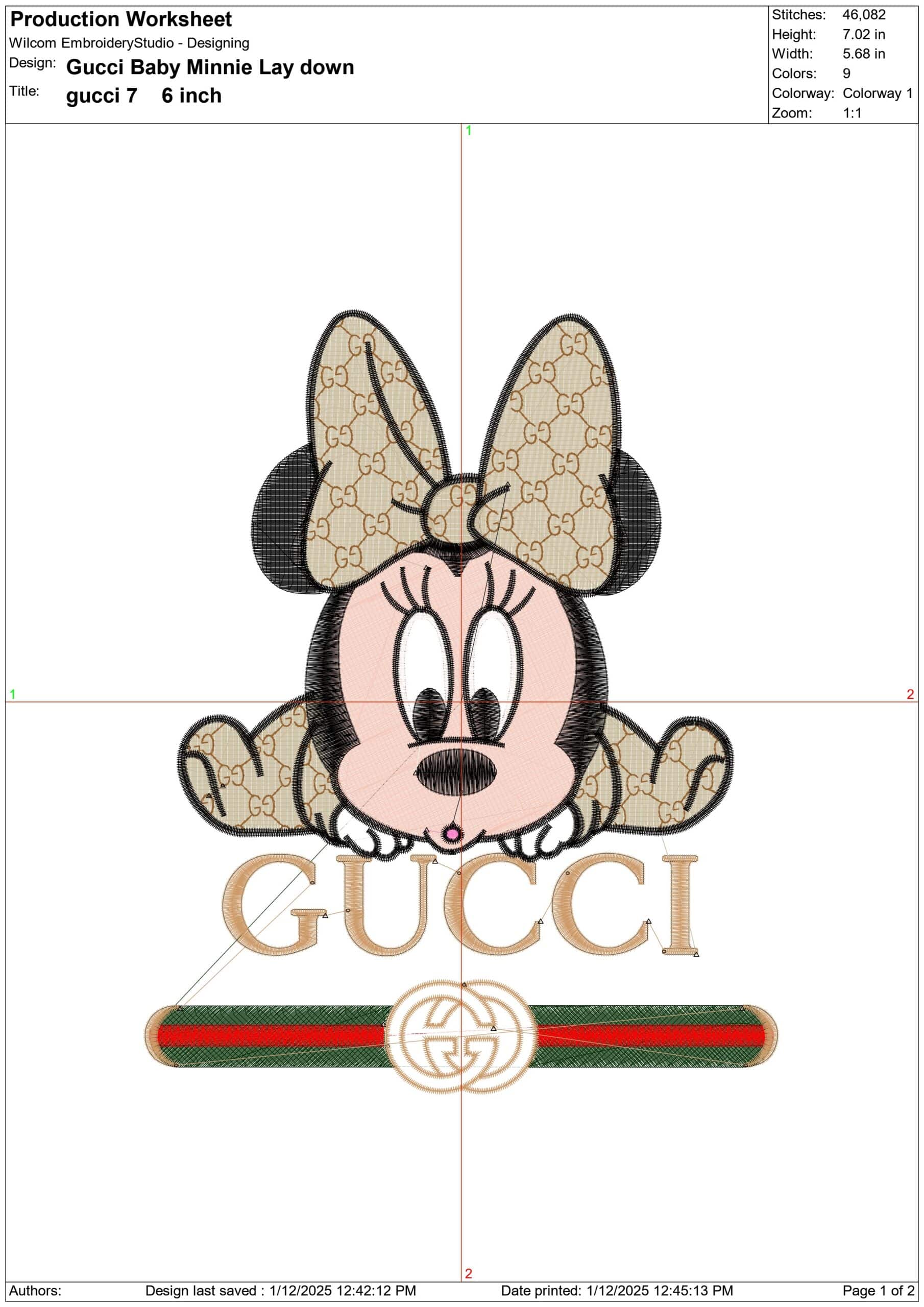 Gucci Baby Minnie Mouse lay down - embroidery design file - instant download — view 2