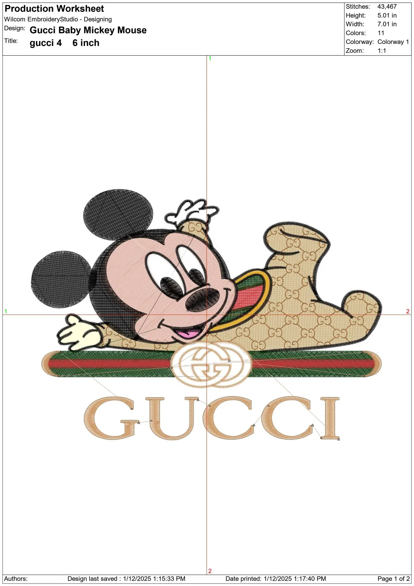 Gucci Baby Mickey Mouse - embroidery design file - instant download — view 2