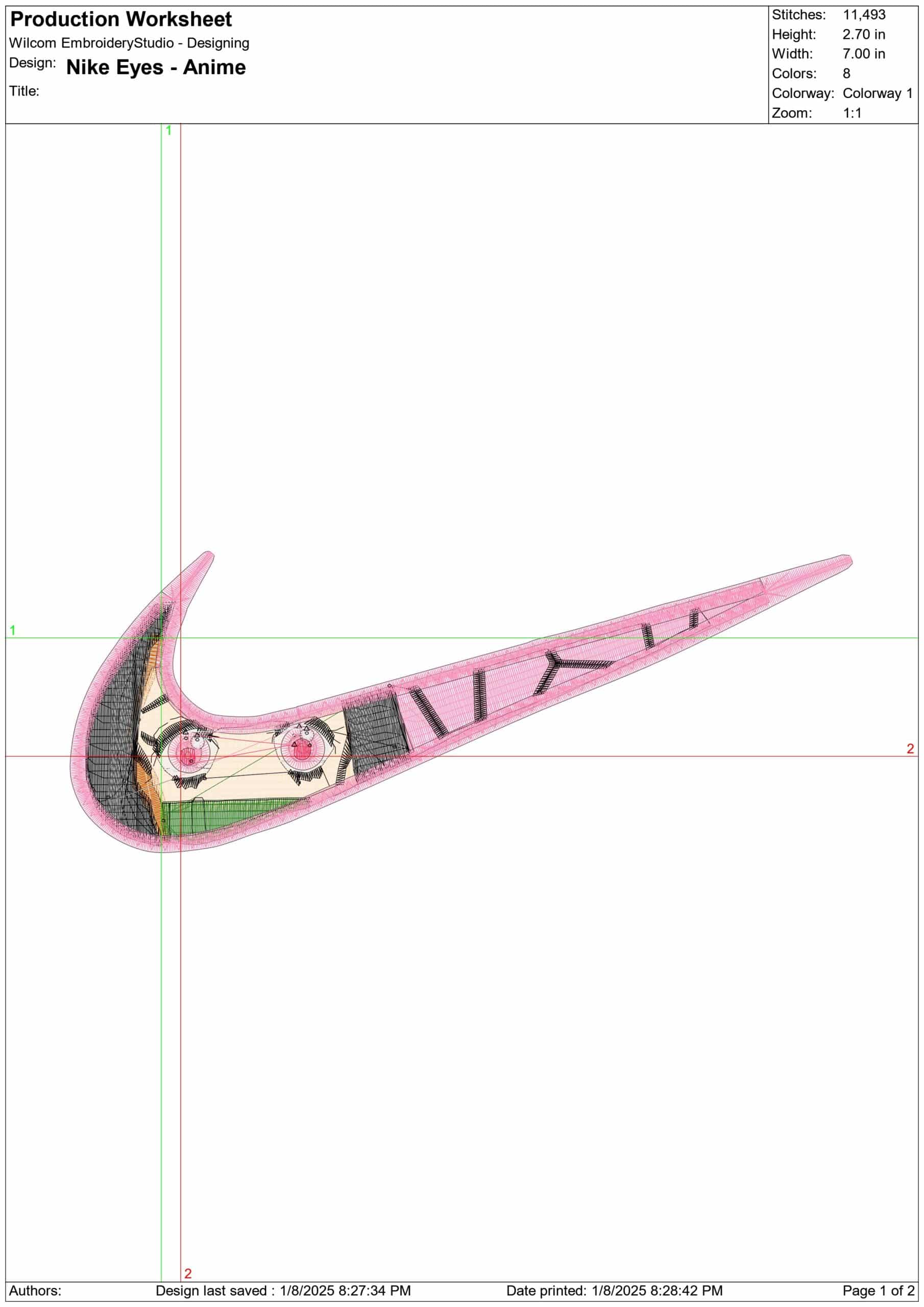 Nike eyes - Anime - Nike embroidery design - instant download — view 2