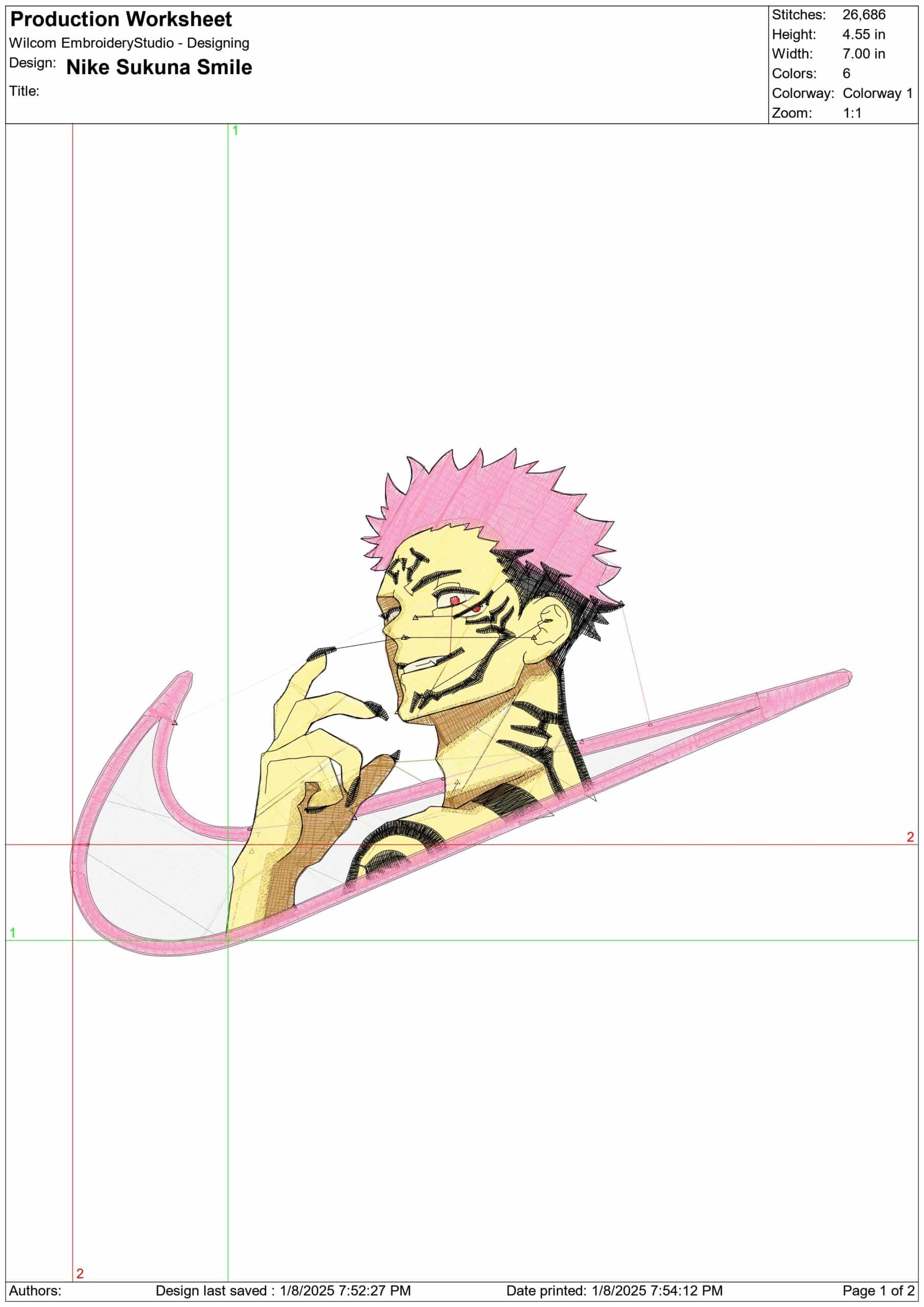 Nike Sukuna Smile - Anime - Nike embroidery design - instant download — view 2