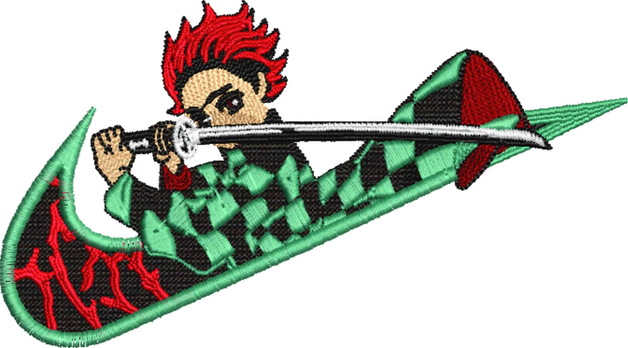 Nike Tanjiro Demon Slayer - Anime - Nike embroidery design - instant download — view 3