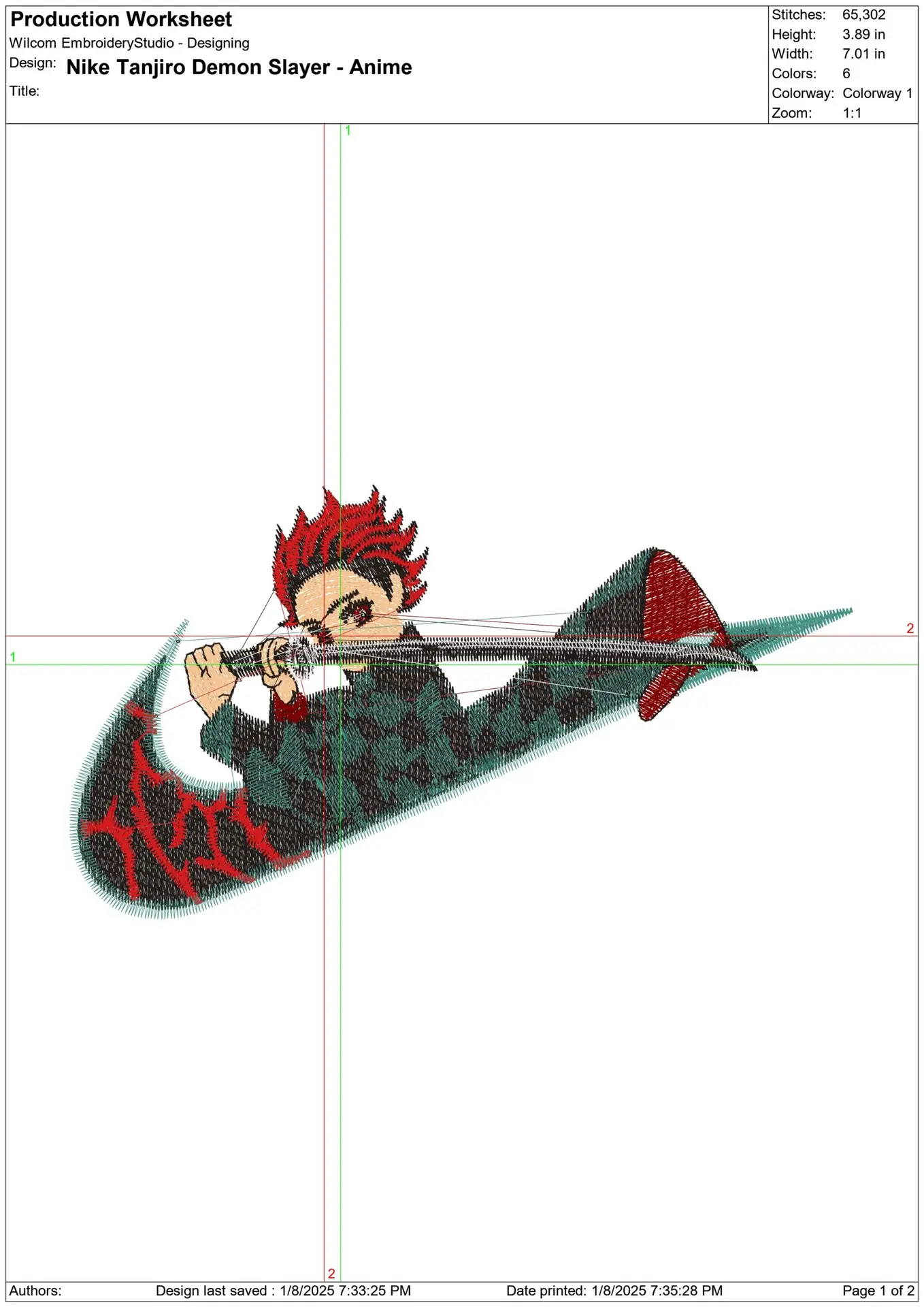 Nike Tanjiro Demon Slayer - Anime - Nike embroidery design - instant download — view 2