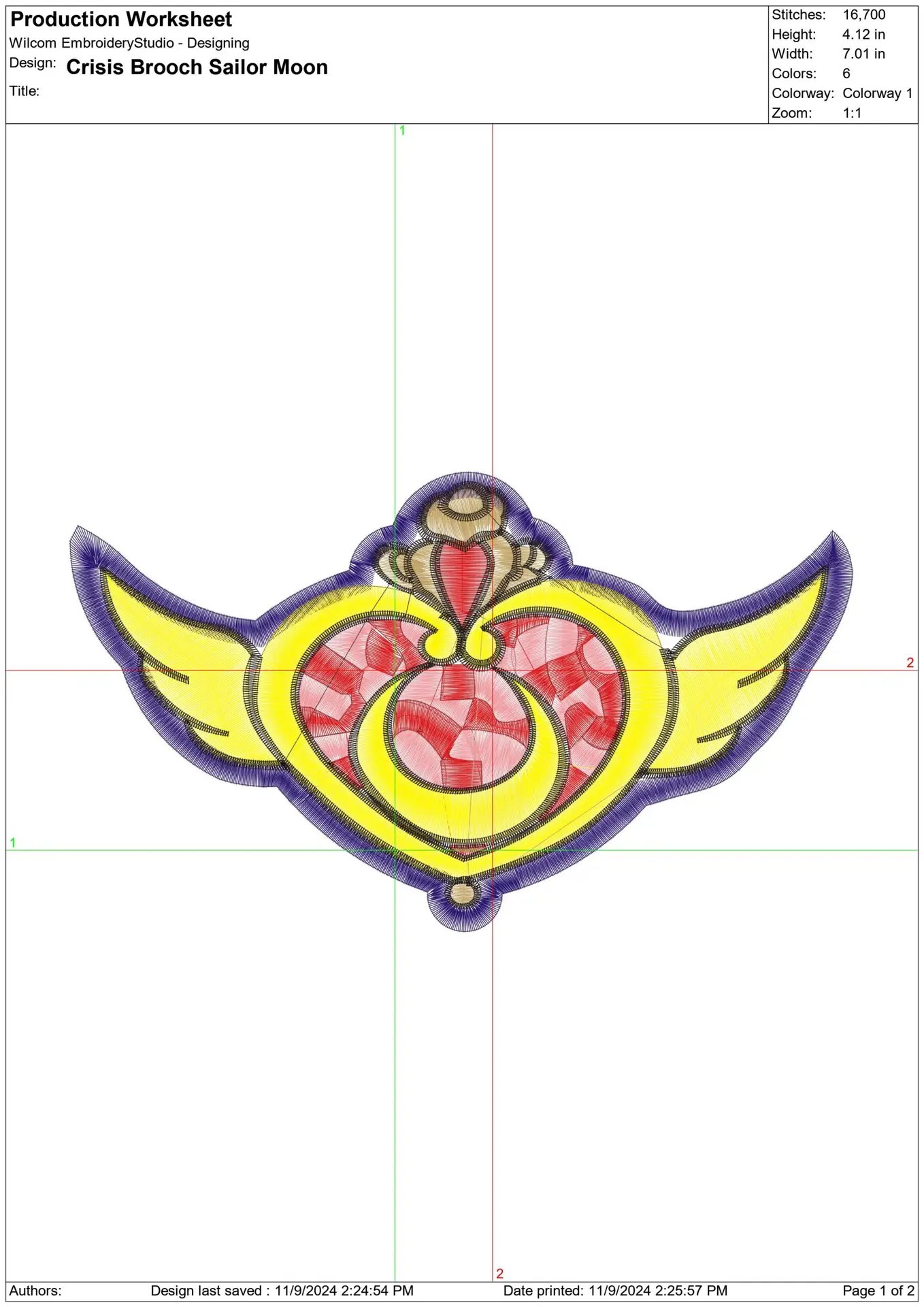 Crisis Brooch Sailor Moon - Anime - Nike embroidery design - instant download — view 2