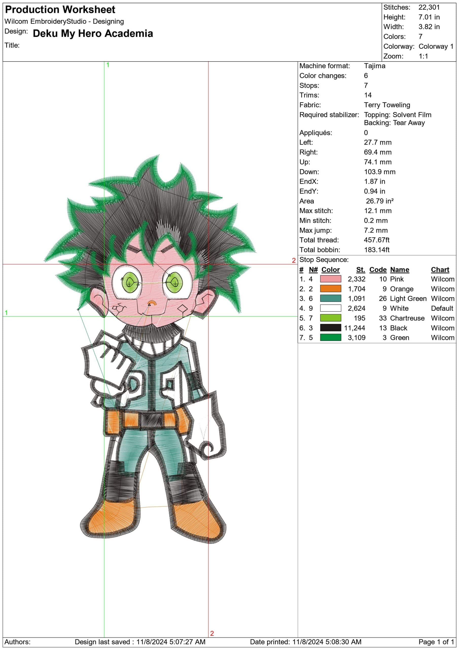 Deku My Hero Academia - Anime - Nike embroidery design - instant download — view 2