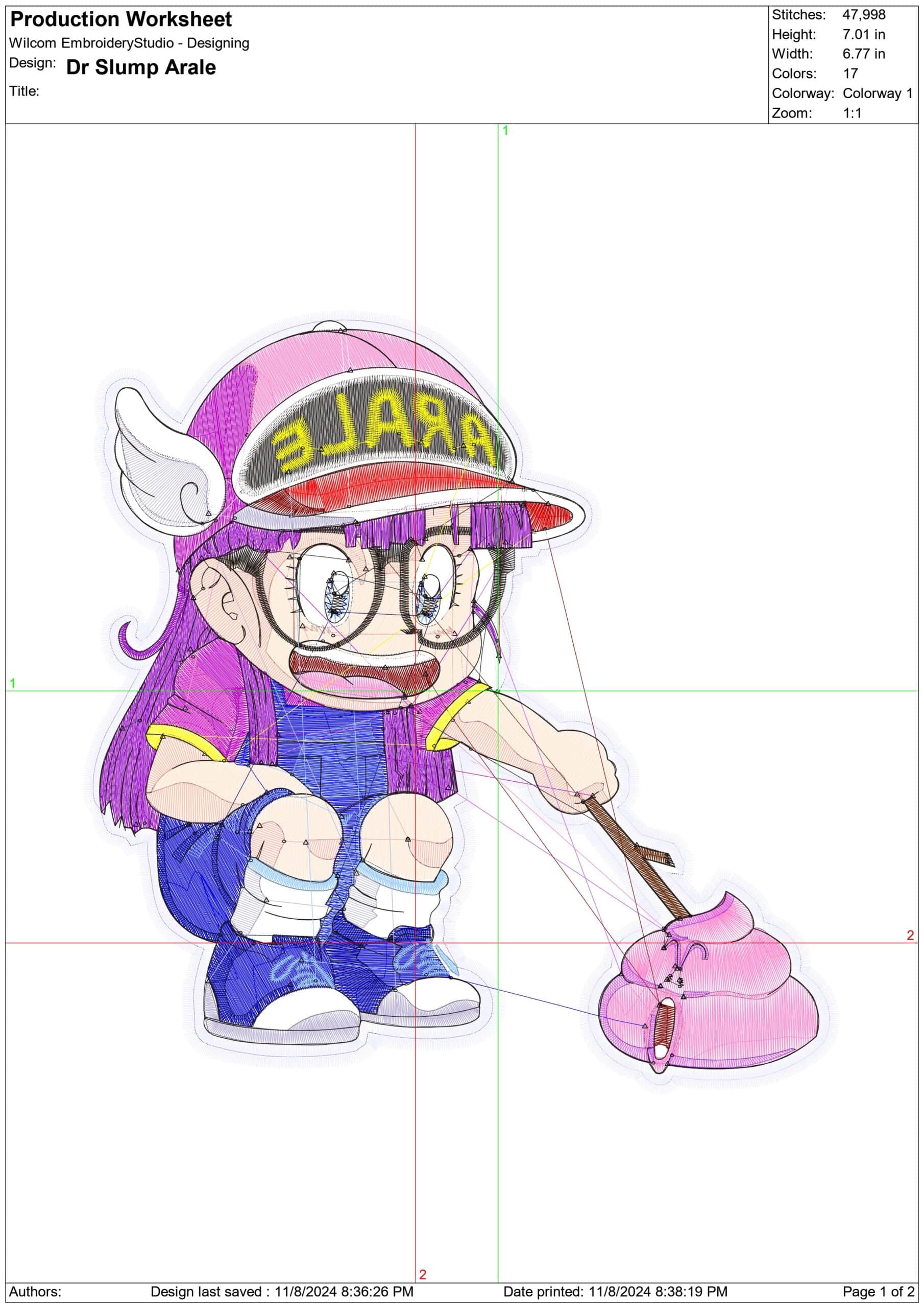 Dr Slump Arale - Anime - Nike embroidery design - instant download — view 2
