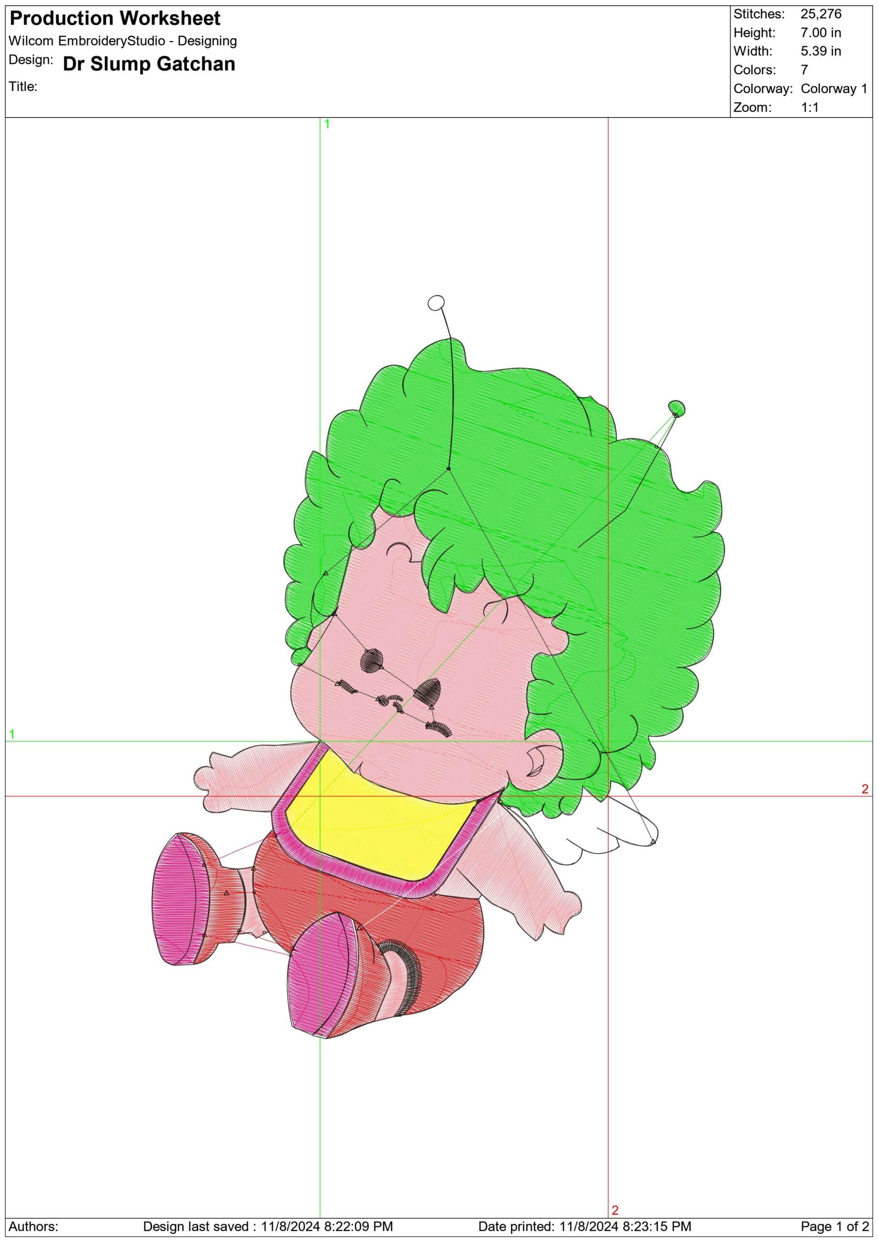 Dr Slump Gatchan - Anime - Nike embroidery design - instant download — view 2