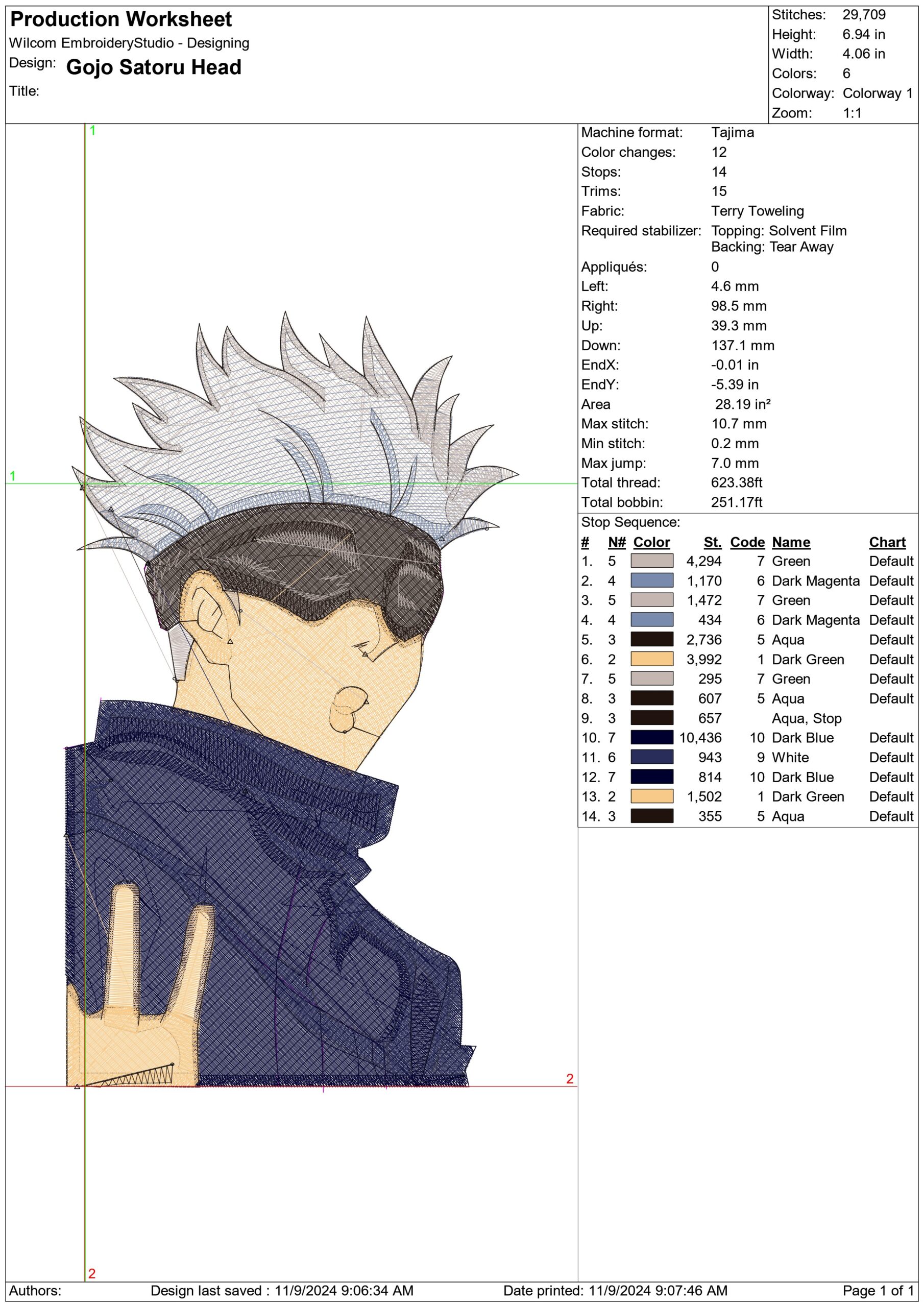Gojo Satoru Head - Anime - Nike embroidery design - instant download — view 2