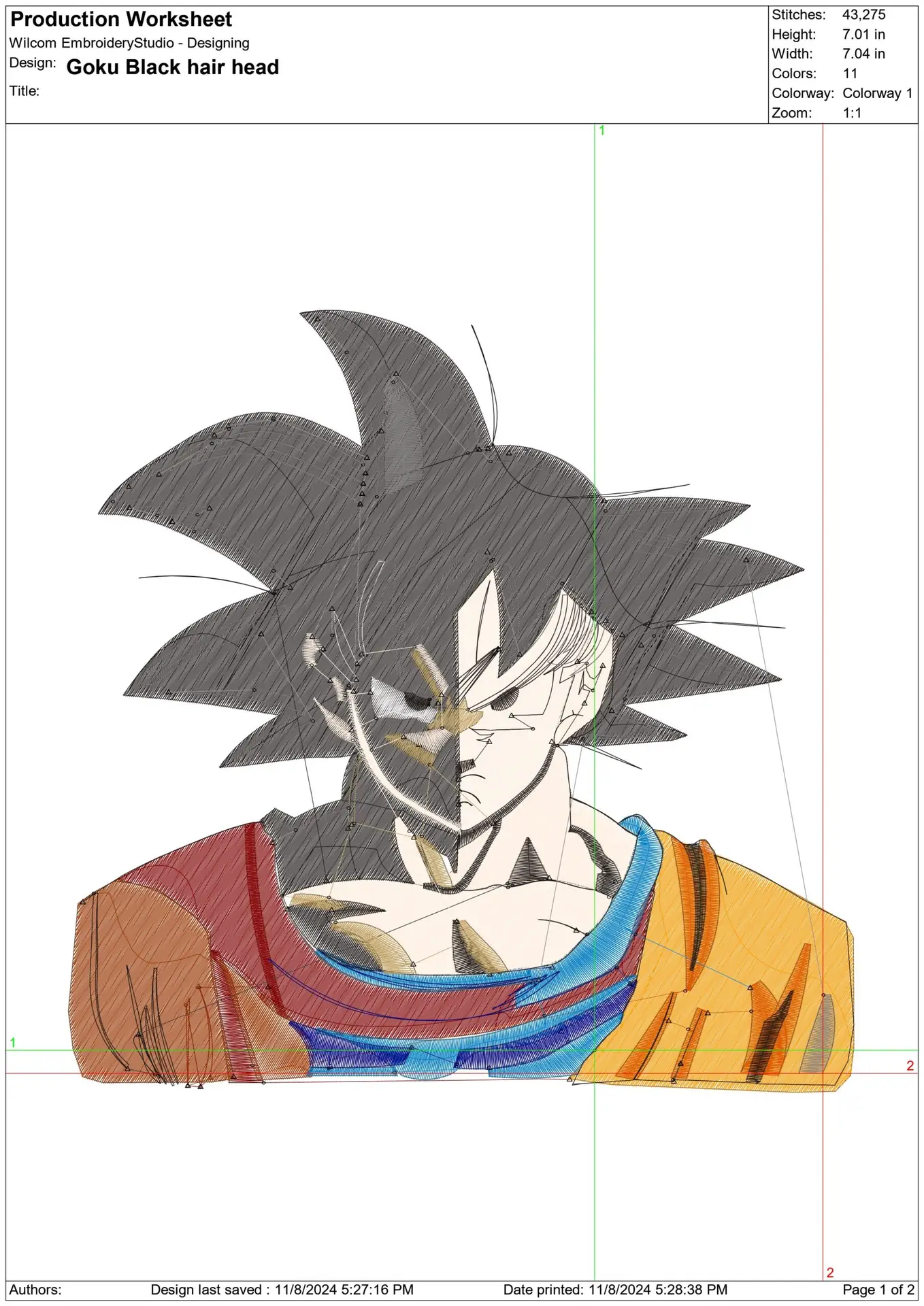 Goku Black Hair - Dragon Ballz - Anime - Nike embroidery design - instant download — view 2