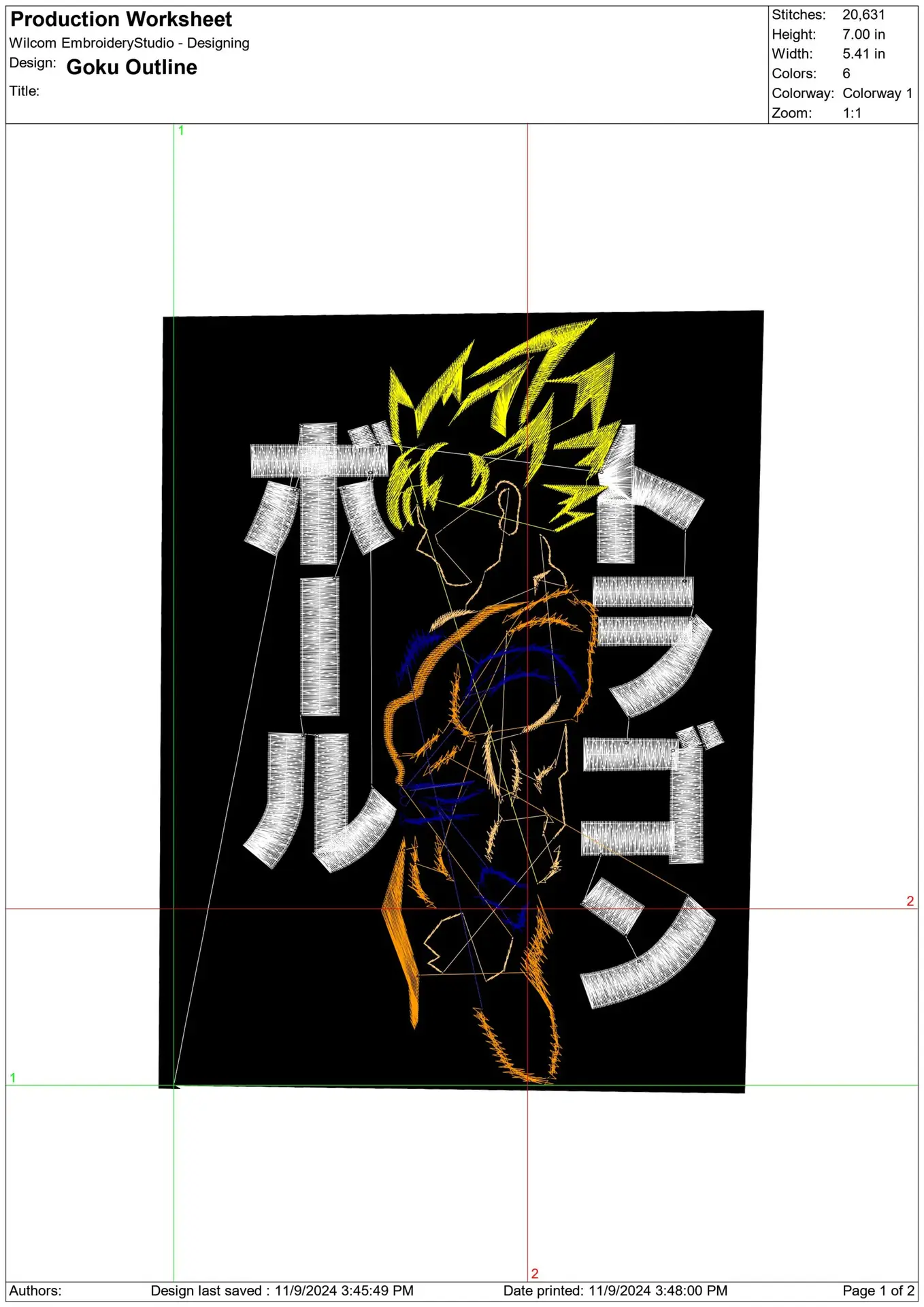 Goku Outline Dragon Ballz - Anime - Nike embroidery design - instant download — view 2
