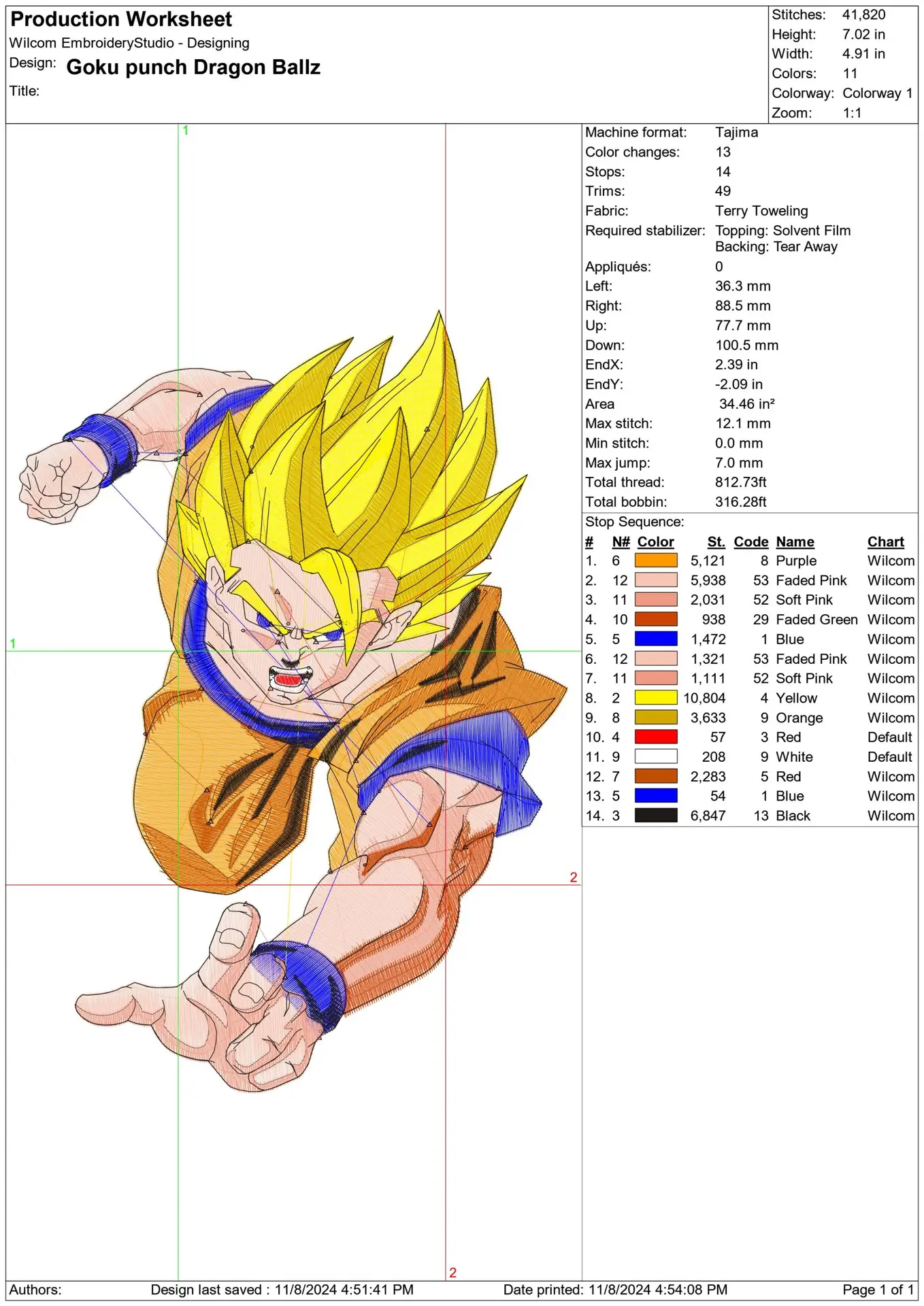 Goku Flying Punch Dragon Ballz - Anime - Nike embroidery design - instant download — view 2