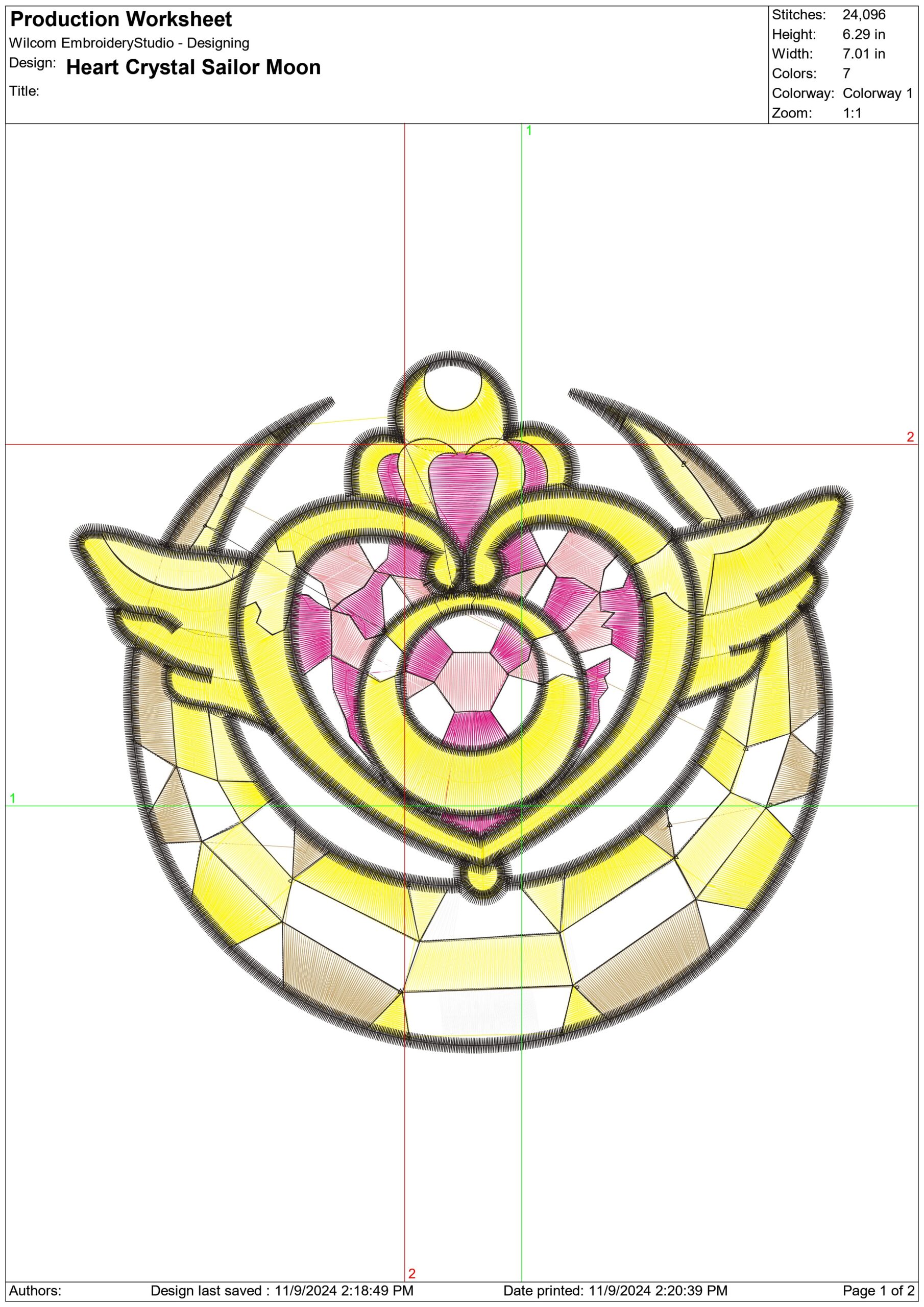 Heart Crystal Sailor Moon - Anime - Nike embroidery design - instant download — view 2