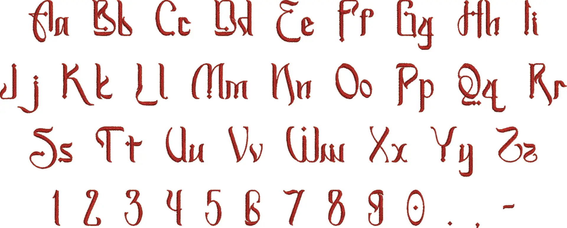 Arabic Embroidery Font Set - 1" 1.5" 2" 2.5" 3" and 4" - Machine Embroidery Alphabet Font - instant download — view 4