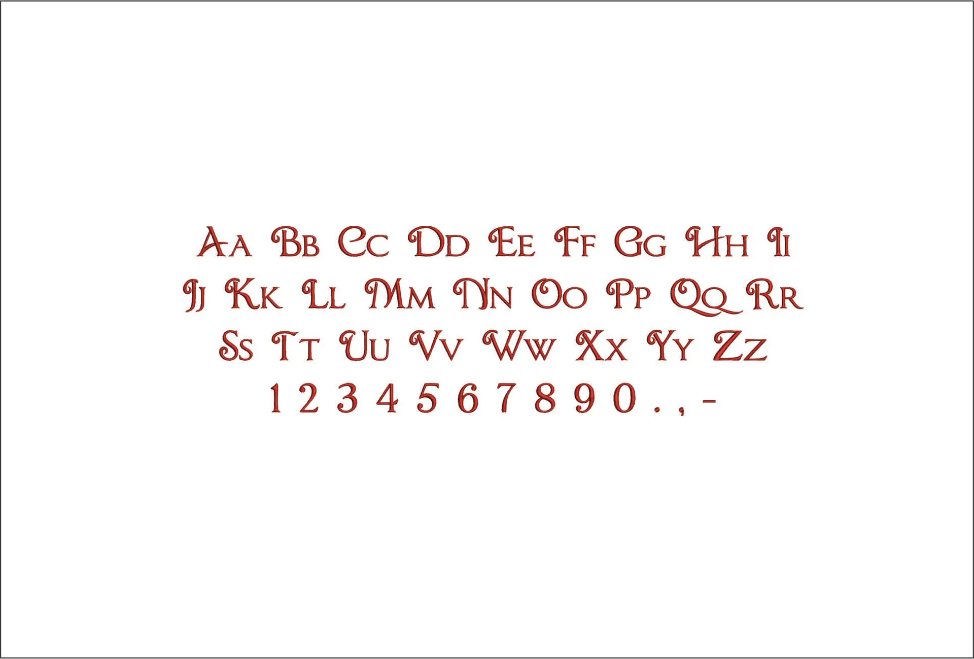 Chocolate Box Embroidery Font Set - 1" 1.5" 2" 2.5" 3" and 4" - Machine Embroidery Alphabet Font - instant download — view 2