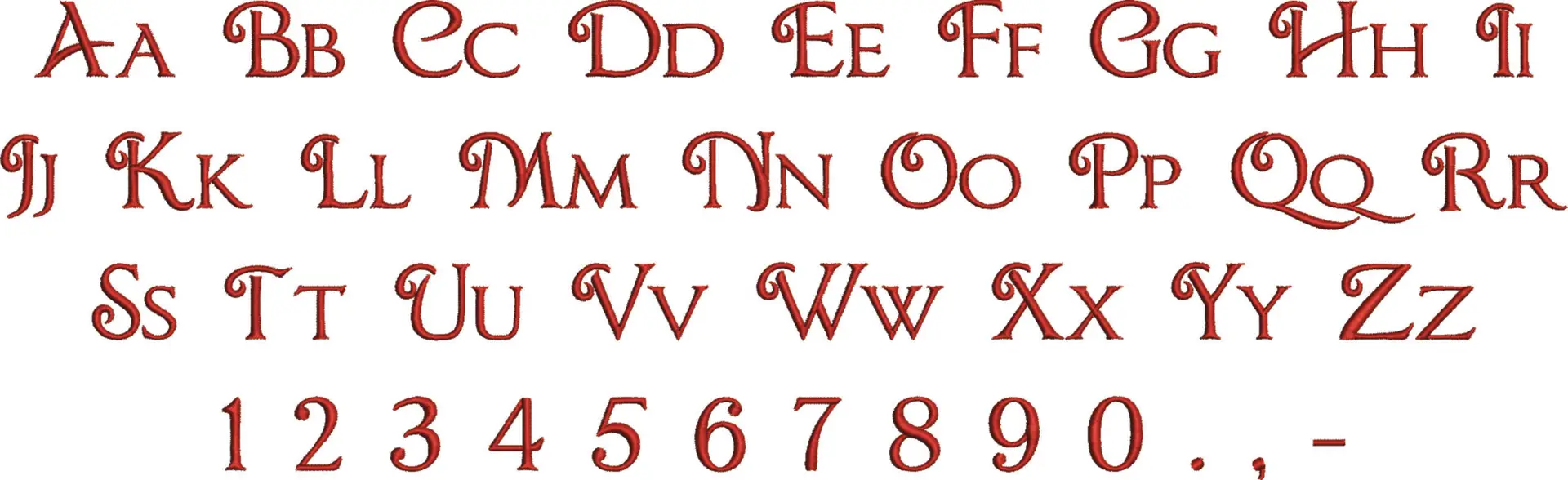Chocolate Box Embroidery Font Set - 1" 1.5" 2" 2.5" 3" and 4" - Machine Embroidery Alphabet Font - instant download — view 4