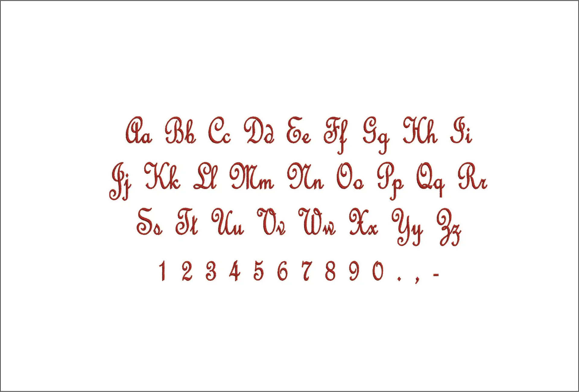 French Script Embroidery Font Set - 1" 1.5" 2" 2.5" 3" and 4" - Machine Embroidery Alphabet Font - instant download — view 2