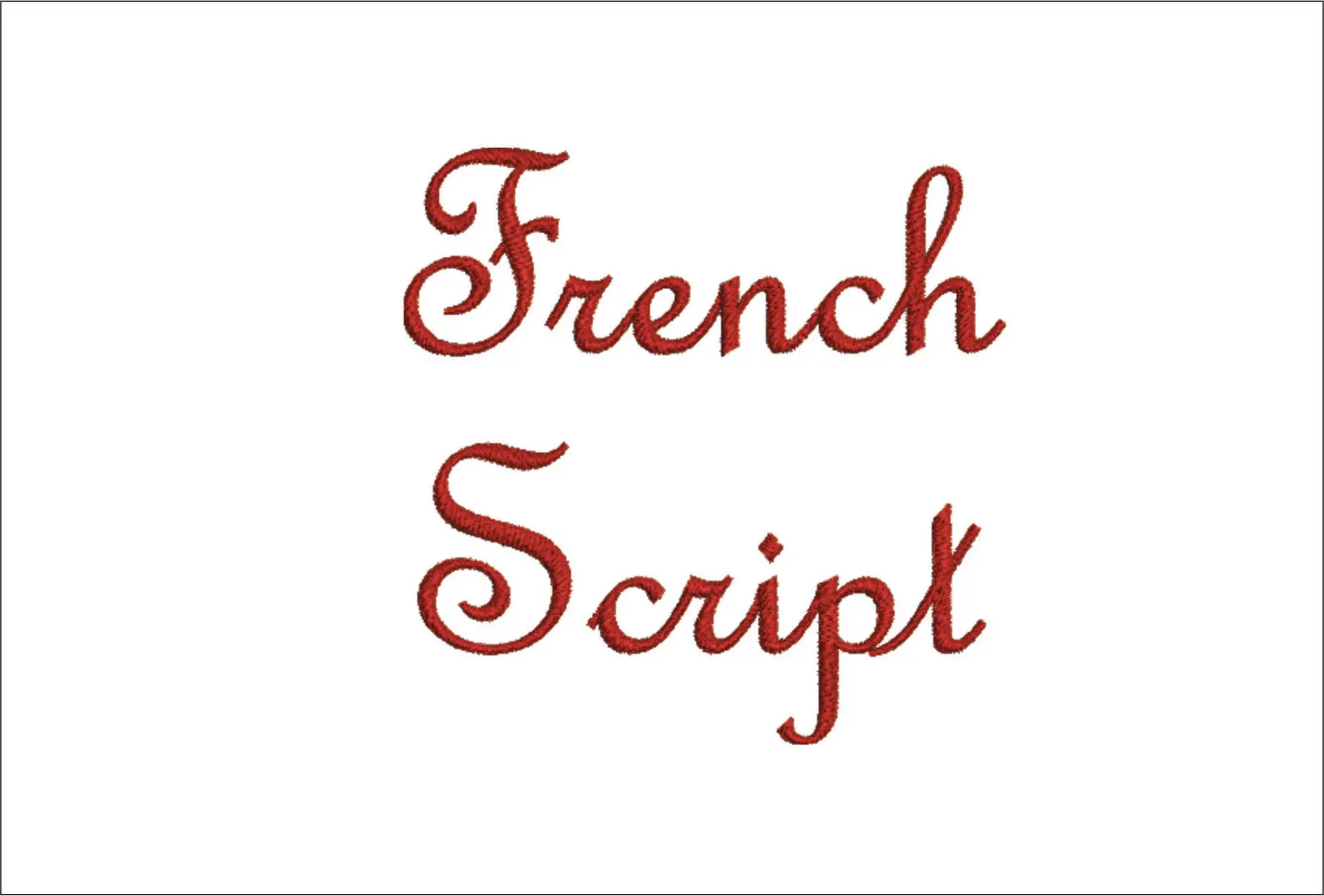 French Script Embroidery Font Set - 1" 1.5" 2" 2.5" 3" and 4" - Machine Embroidery Alphabet Font - instant download