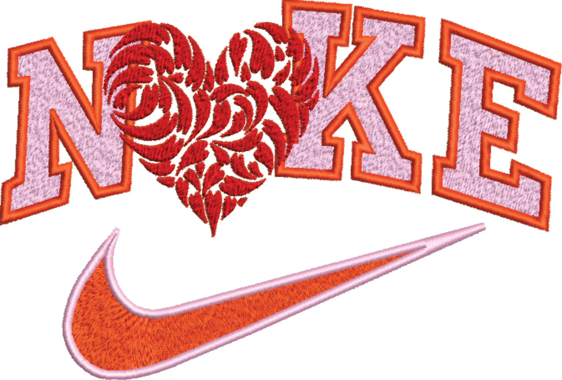 Nike Swoosh Hearts Heart - Cartoon embroidery design file - instant download — view 4