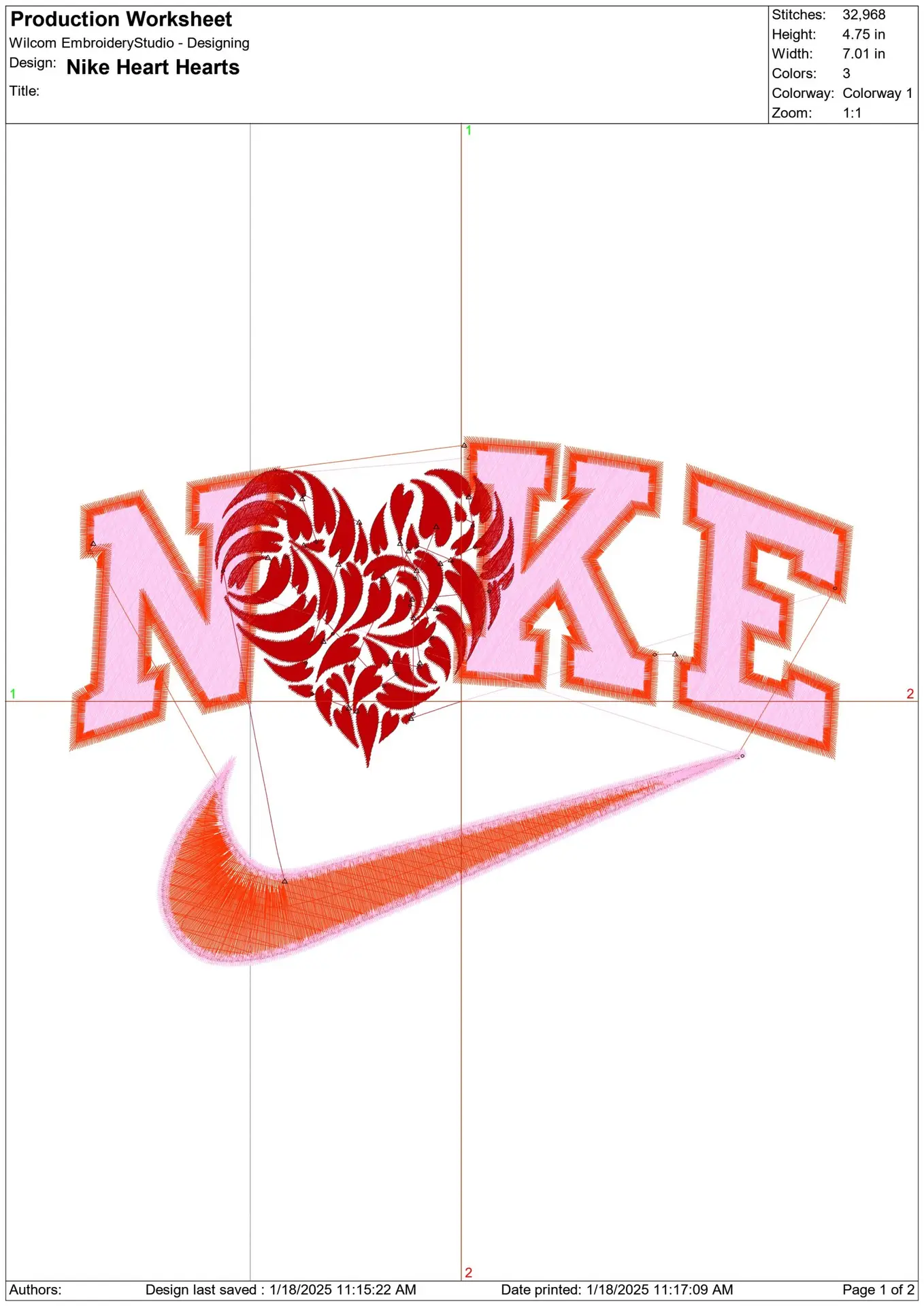 Nike Swoosh Hearts Heart - Cartoon embroidery design file - instant download — view 2