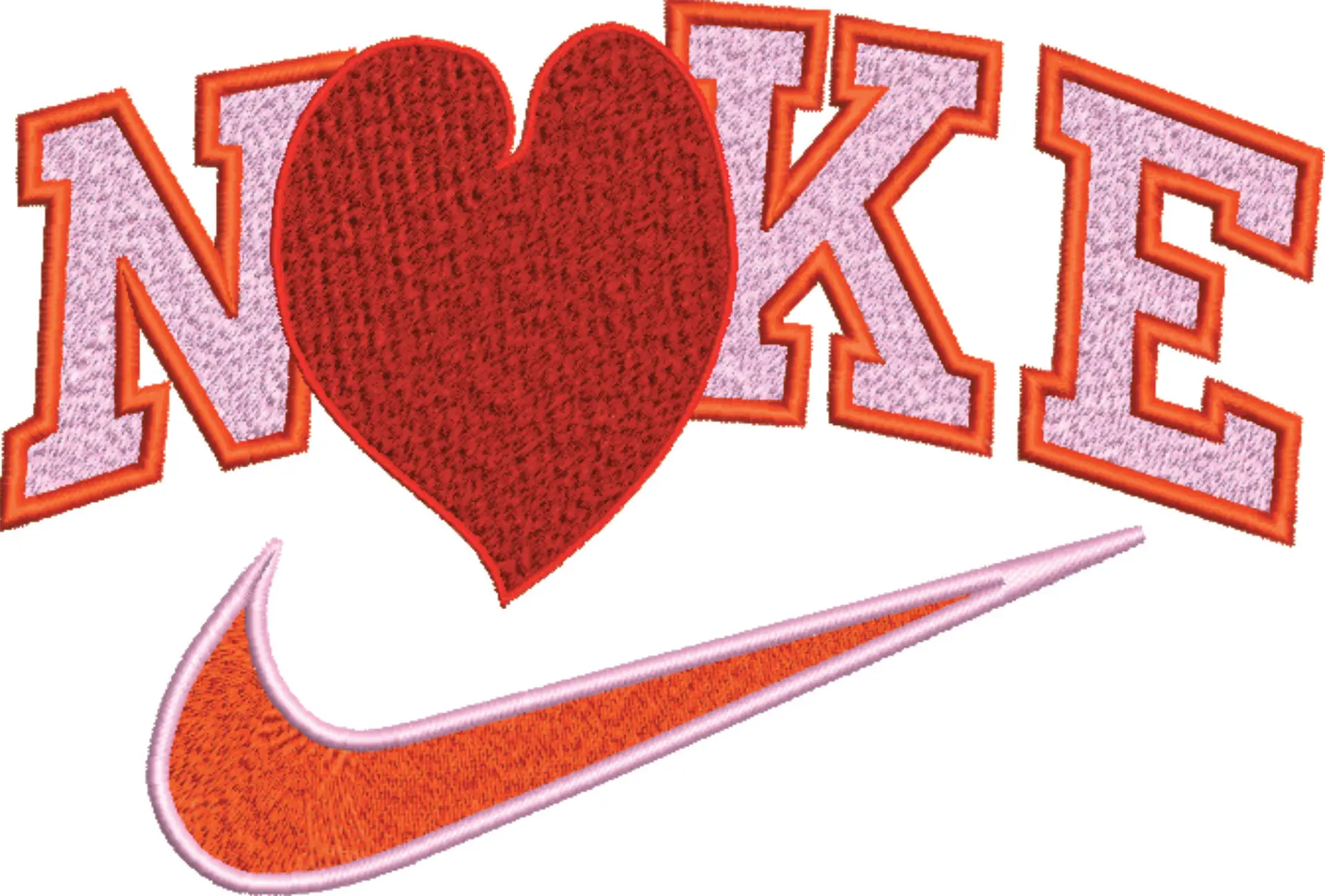 Nike Swoosh Heart - Cartoon embroidery design file - instant download — view 4