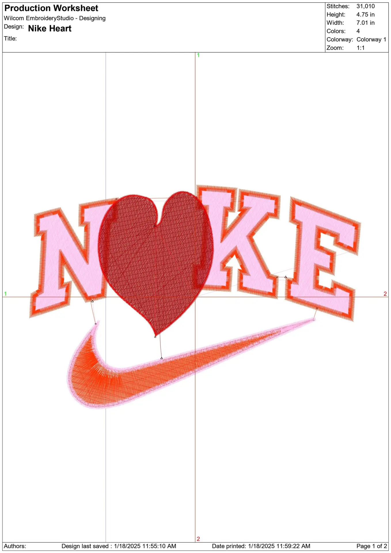 Nike Swoosh Heart - Cartoon embroidery design file - instant download — view 2