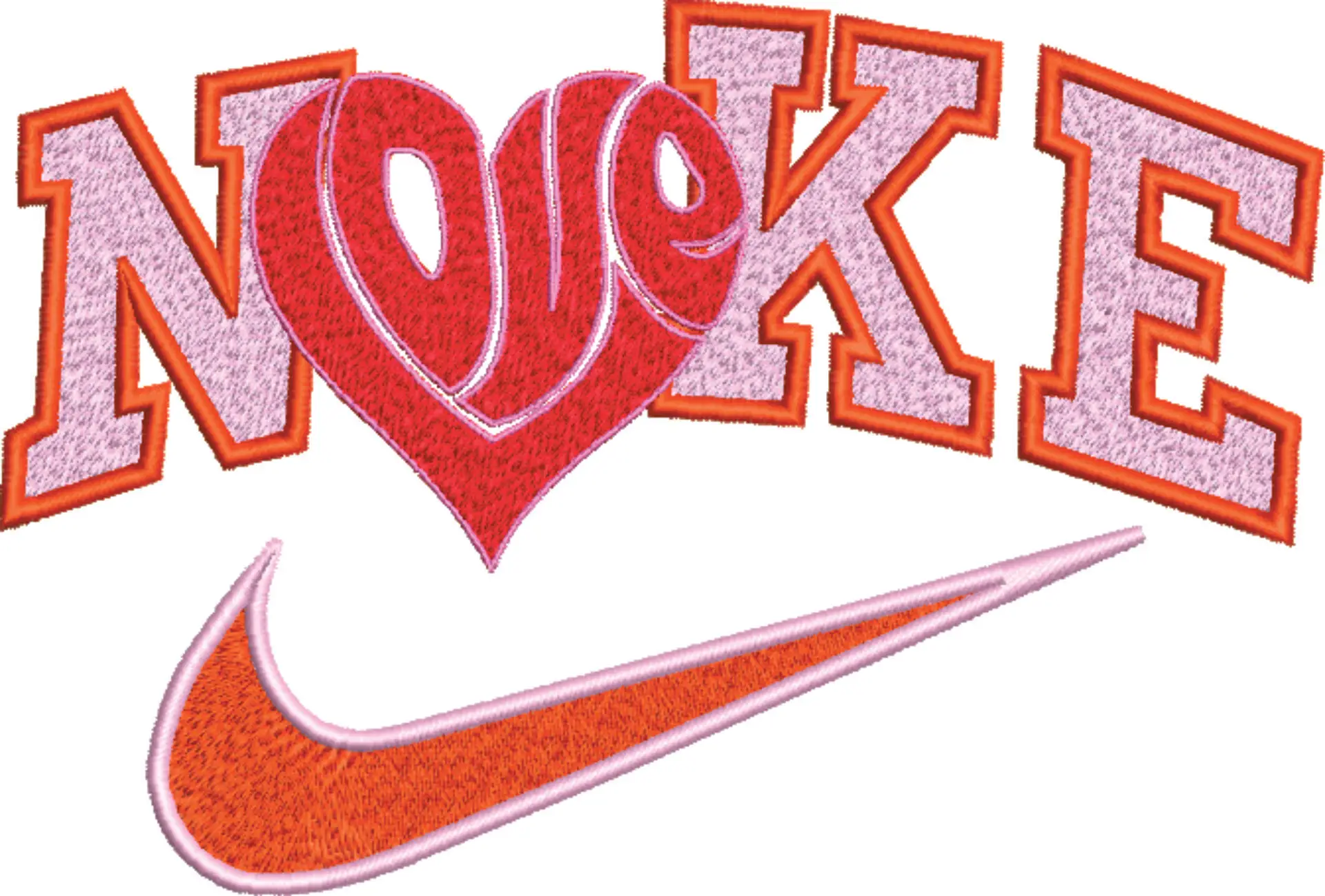 Nike Swoosh Love Heart - Cartoon embroidery design file - instant download — view 4