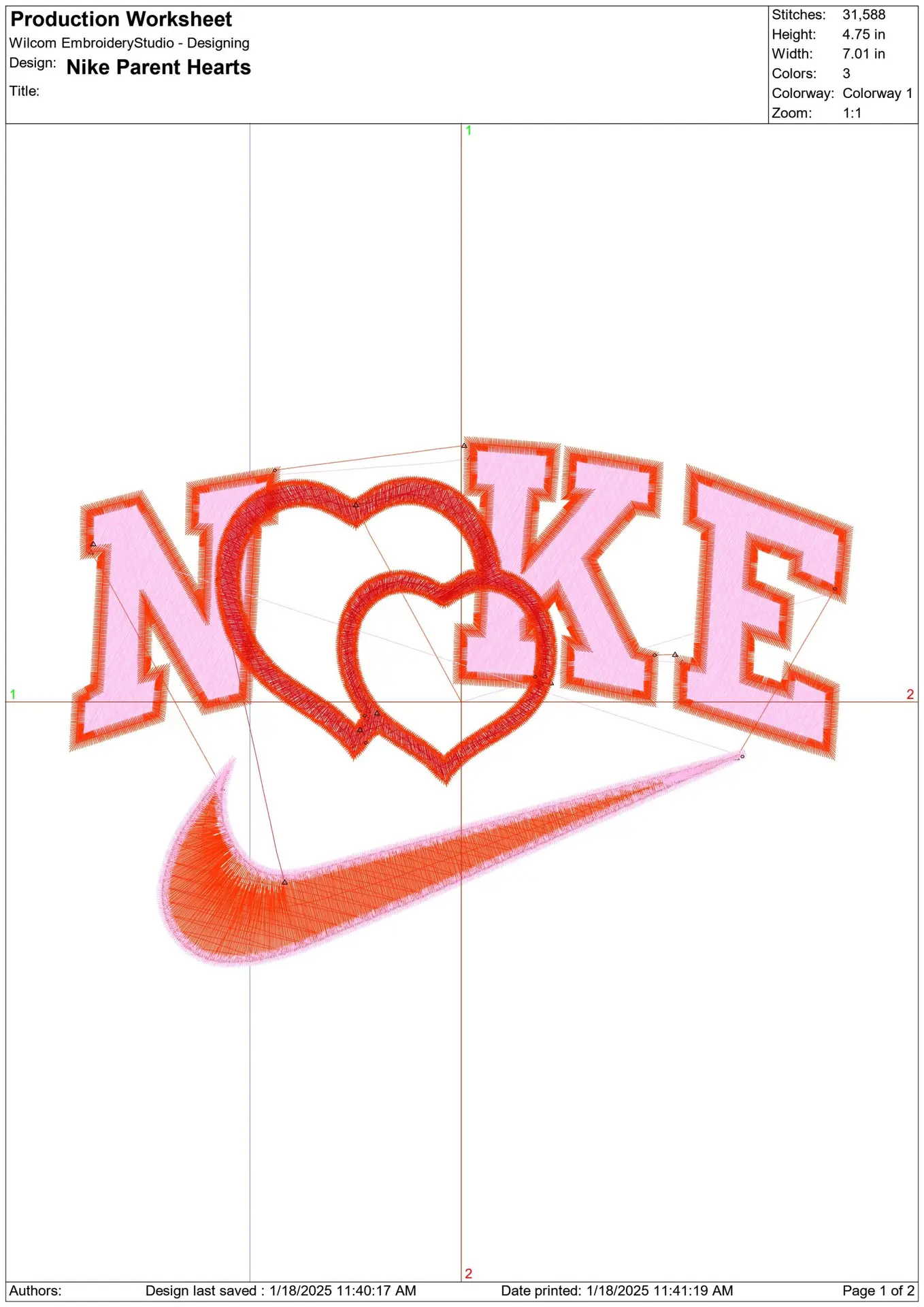 Nike Swoosh Parent Heart - Cartoon embroidery design file - instant download — view 2