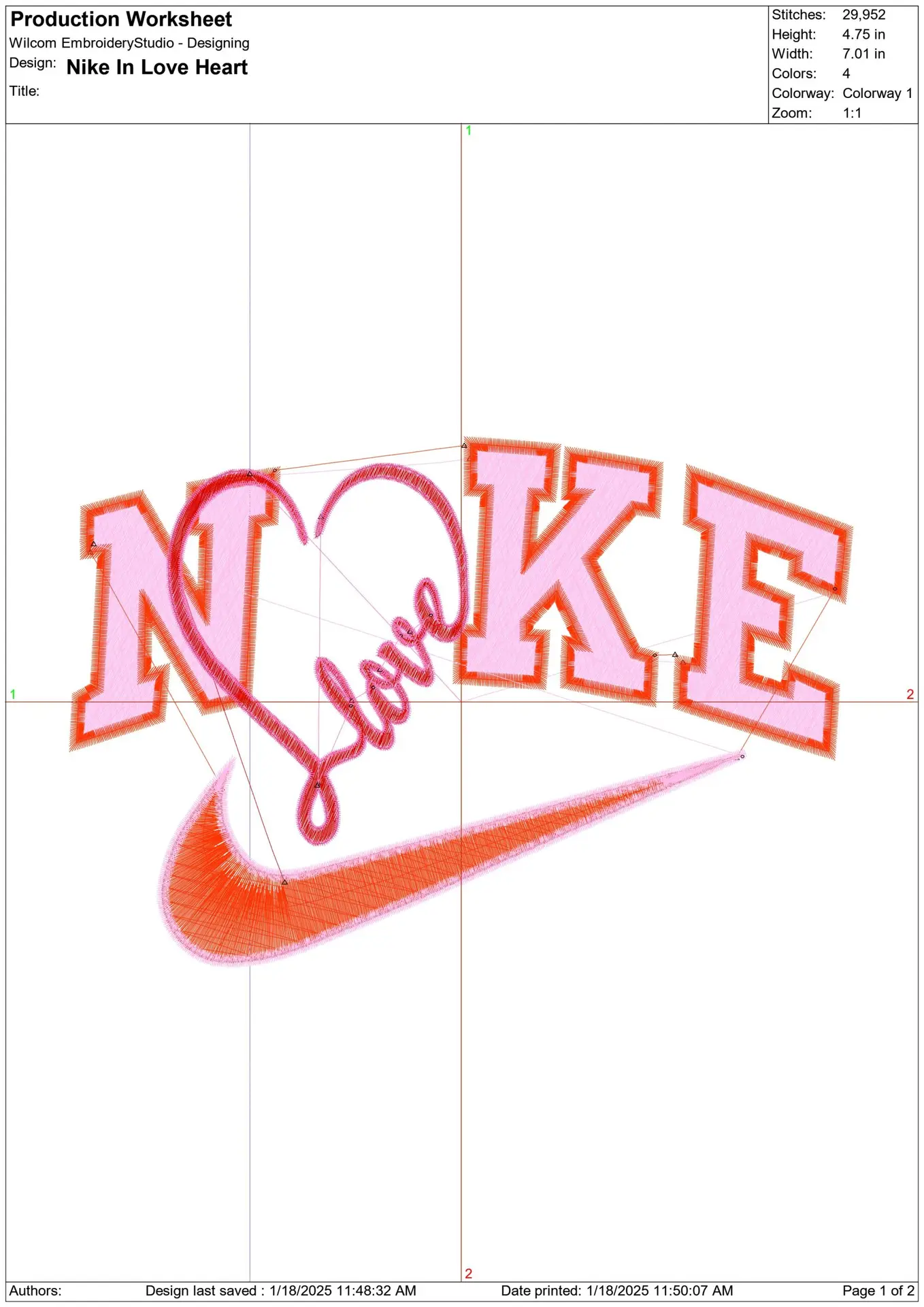 Nike Swoosh In Love Heart - Cartoon embroidery design file - instant download — view 2