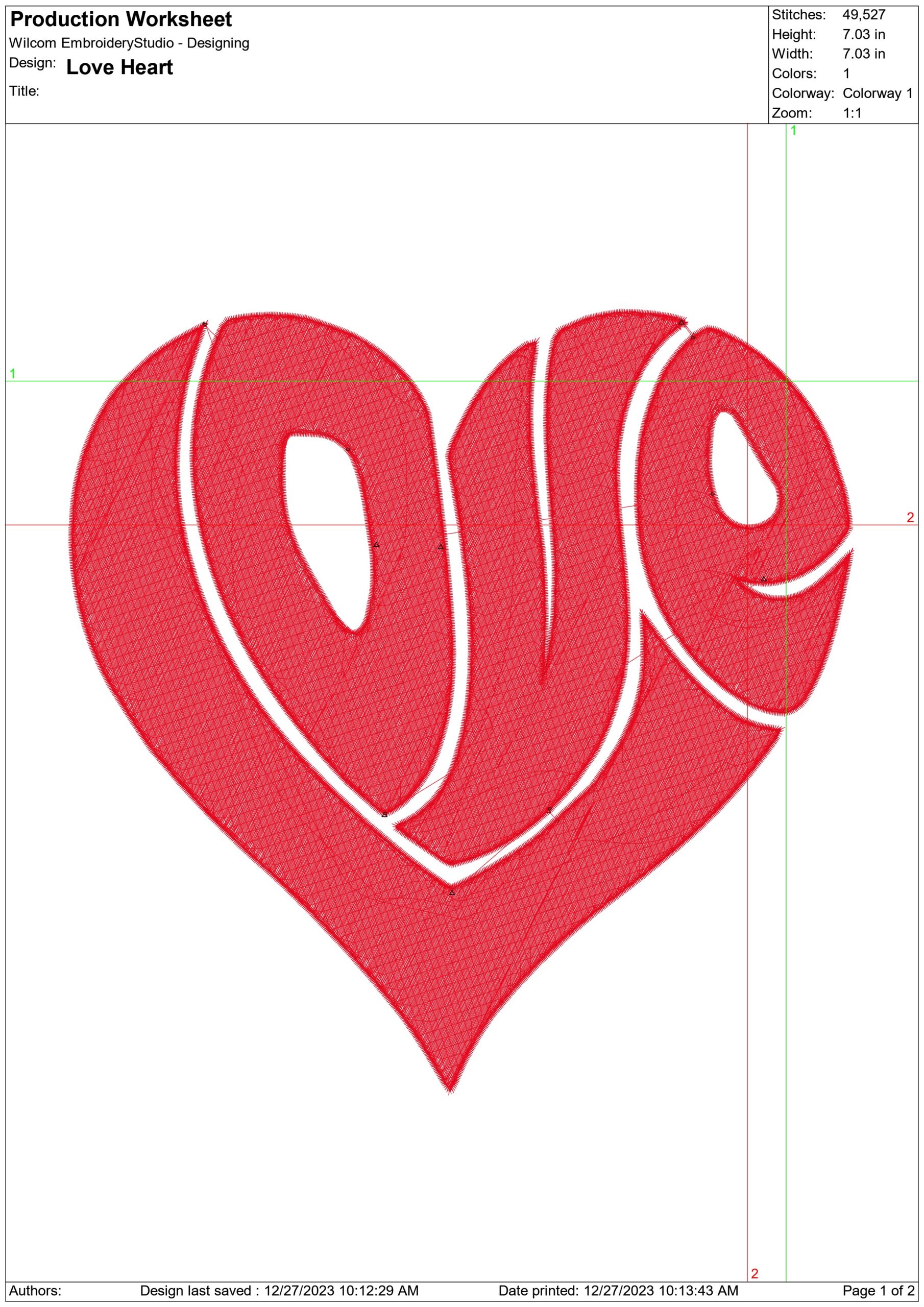 Love Heart - Cartoon embroidery design file - instant download — view 2