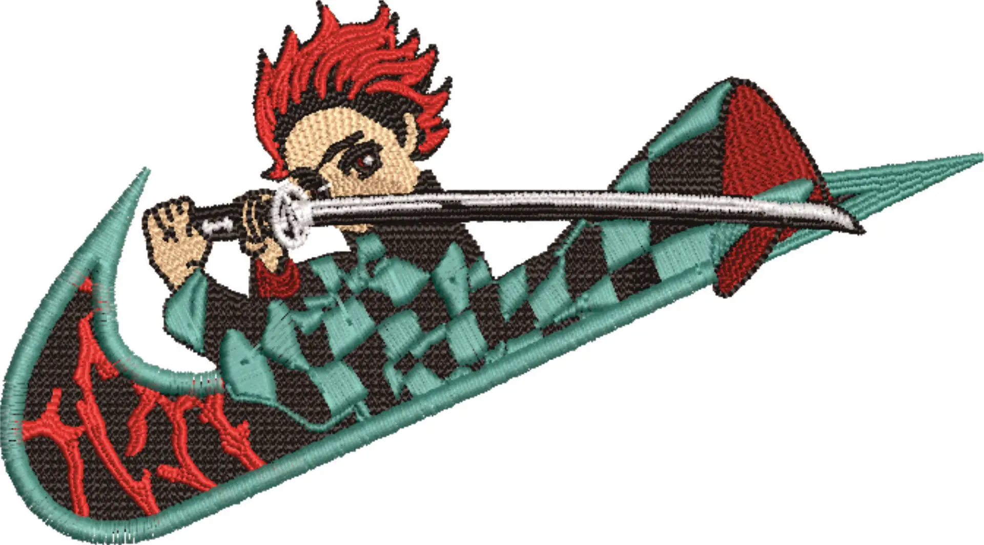 Nike Swoosh Tanijiro Demon Slayer - Anime - Nike embroidery design - instant download — view 4