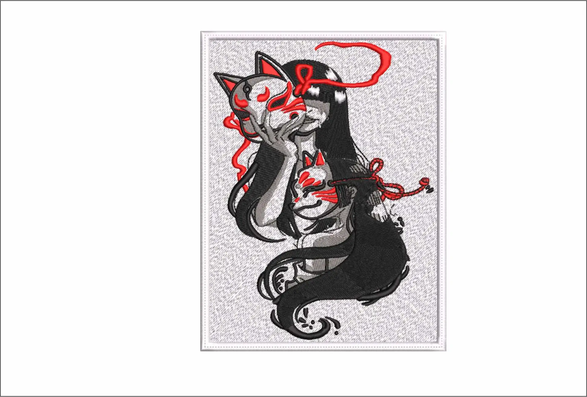 Kitsune Mask - Anime - Nike embroidery design - instant download