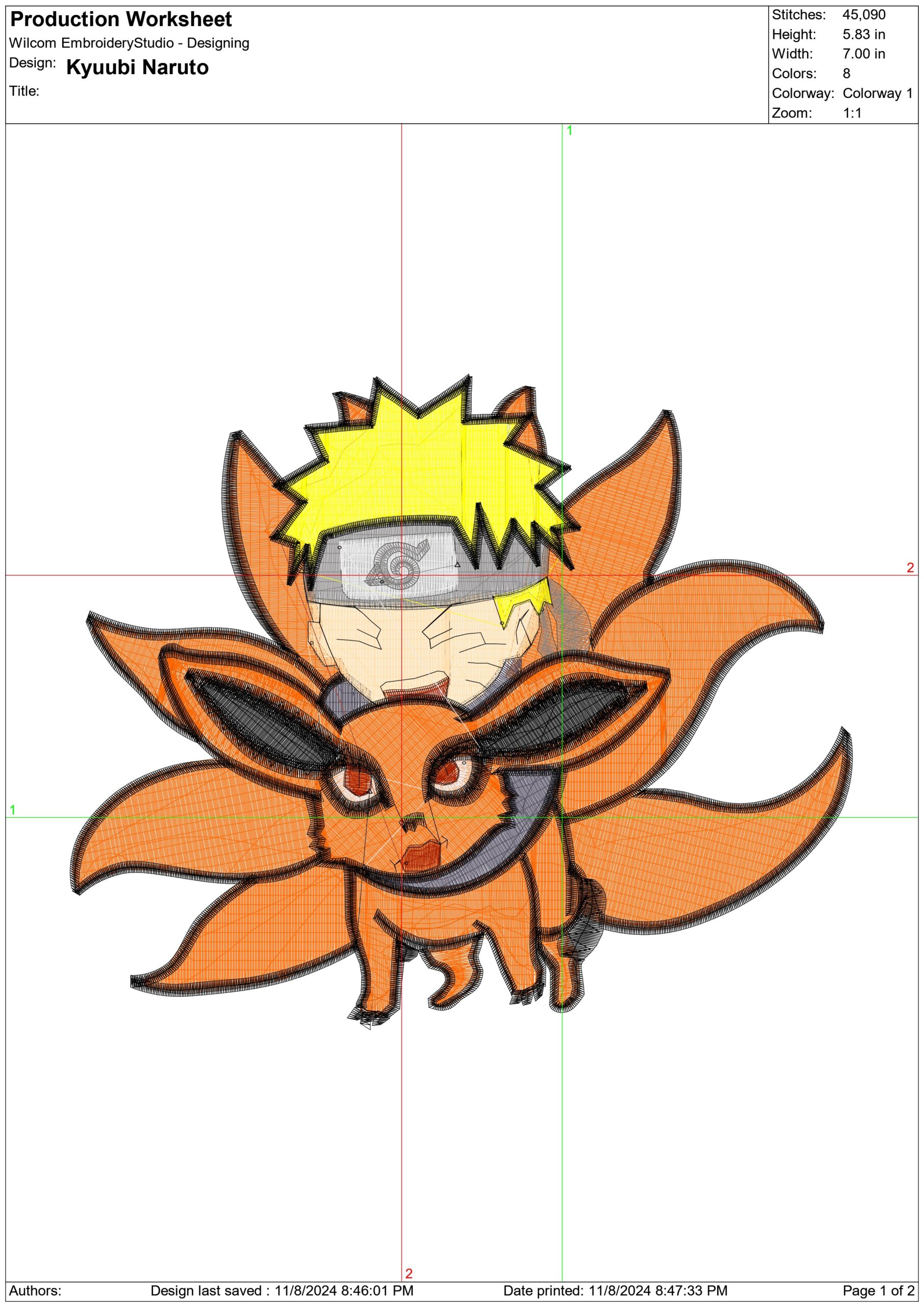 KyuubiNaruto - Anime - Nike embroidery design - instant download — view 2