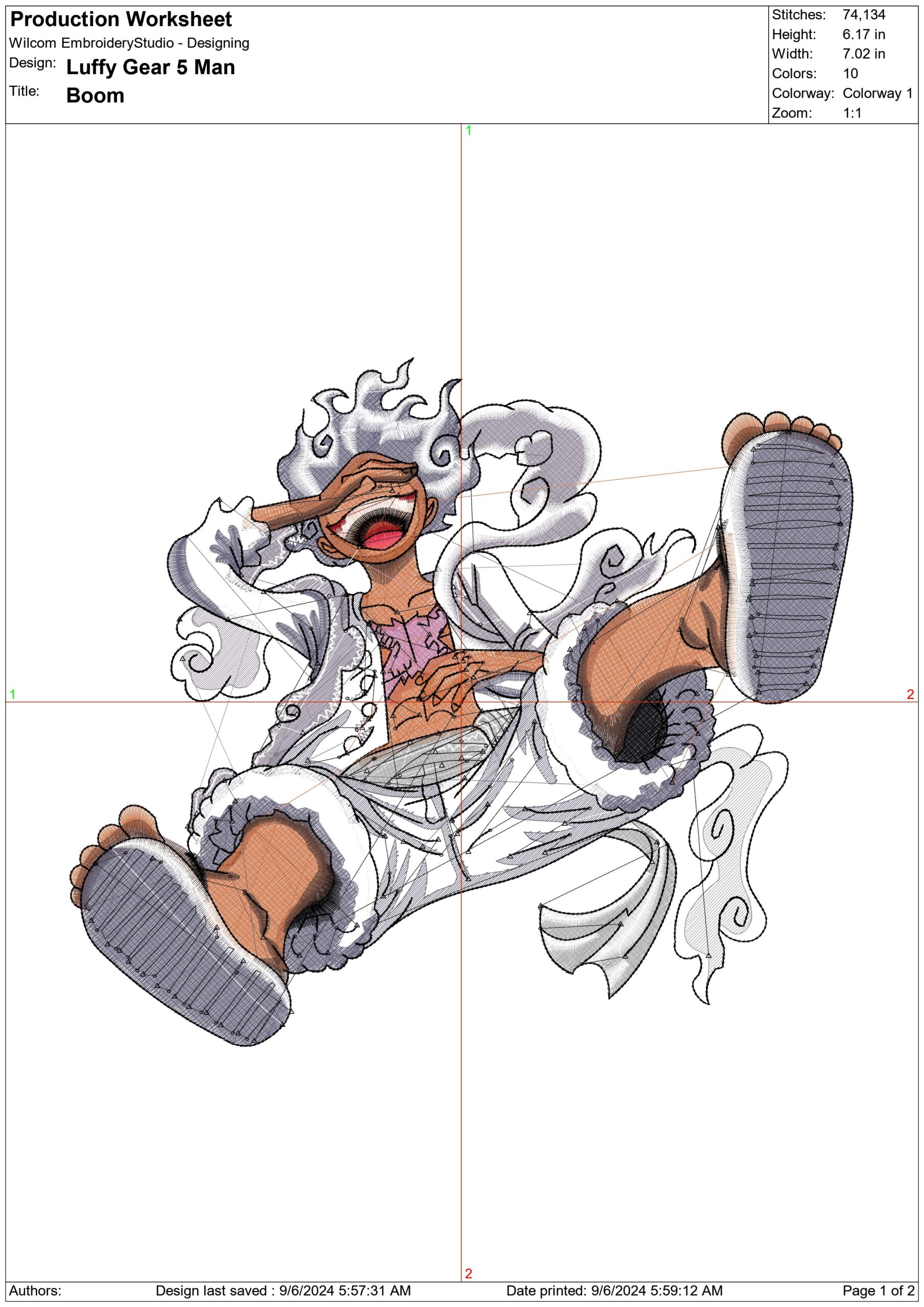 Luffy Gear 5 Man - Anime - Nike embroidery design - instant download — view 2