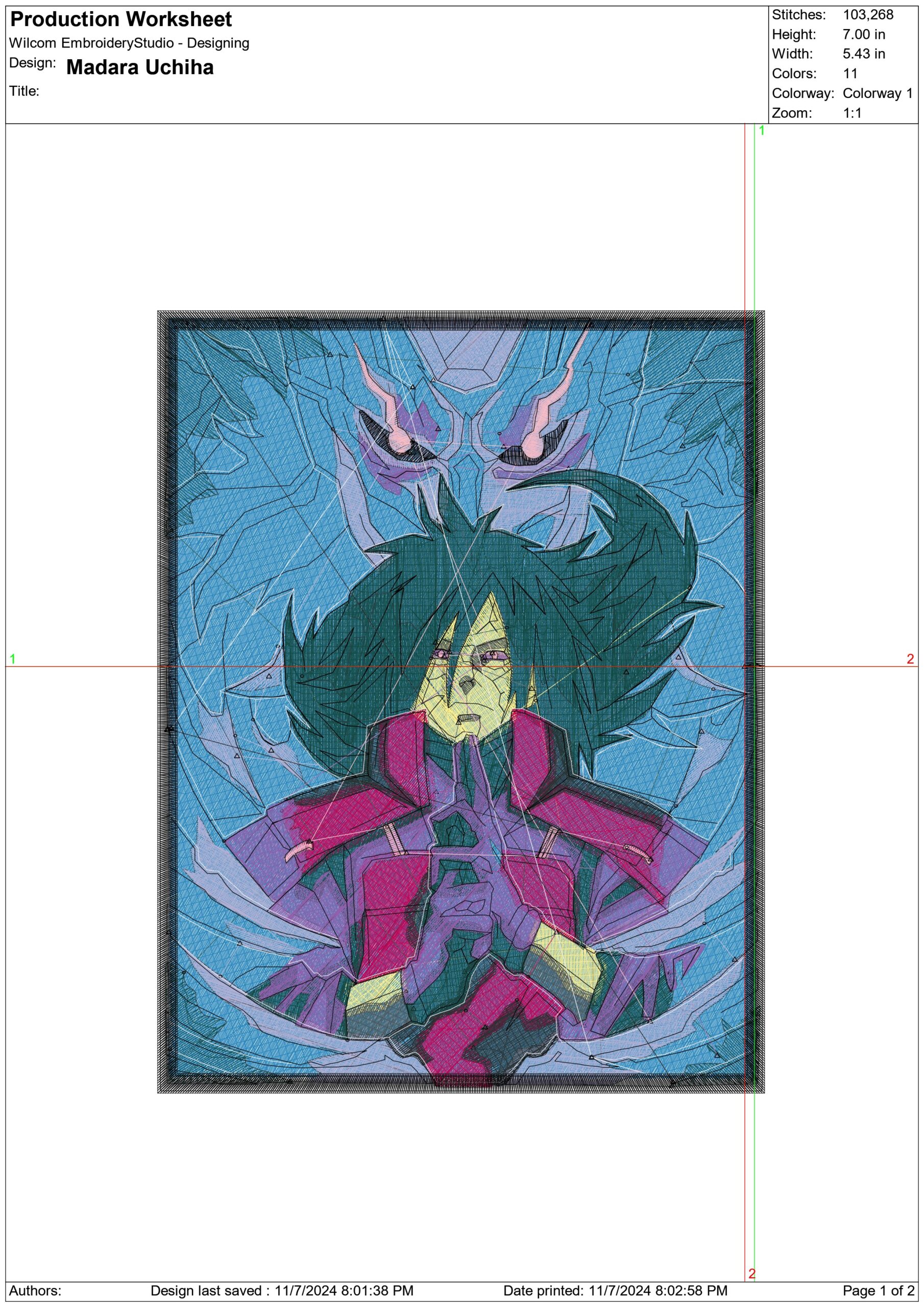 Madara Uchiha - Anime - Nike embroidery design - instant download — view 2