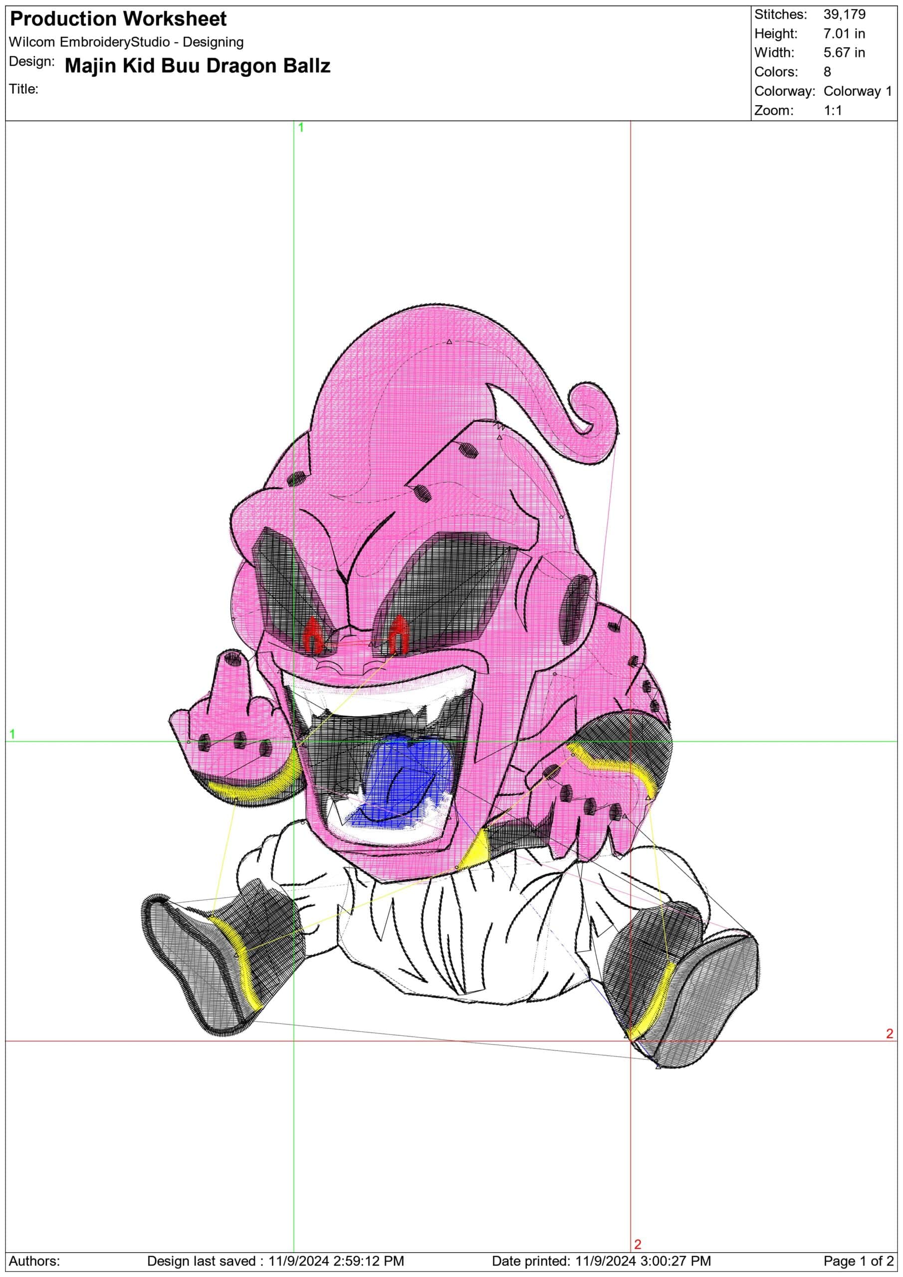 Majin Kid Buu Dragon Ballz - Anime - Nike embroidery design - instant download — view 2